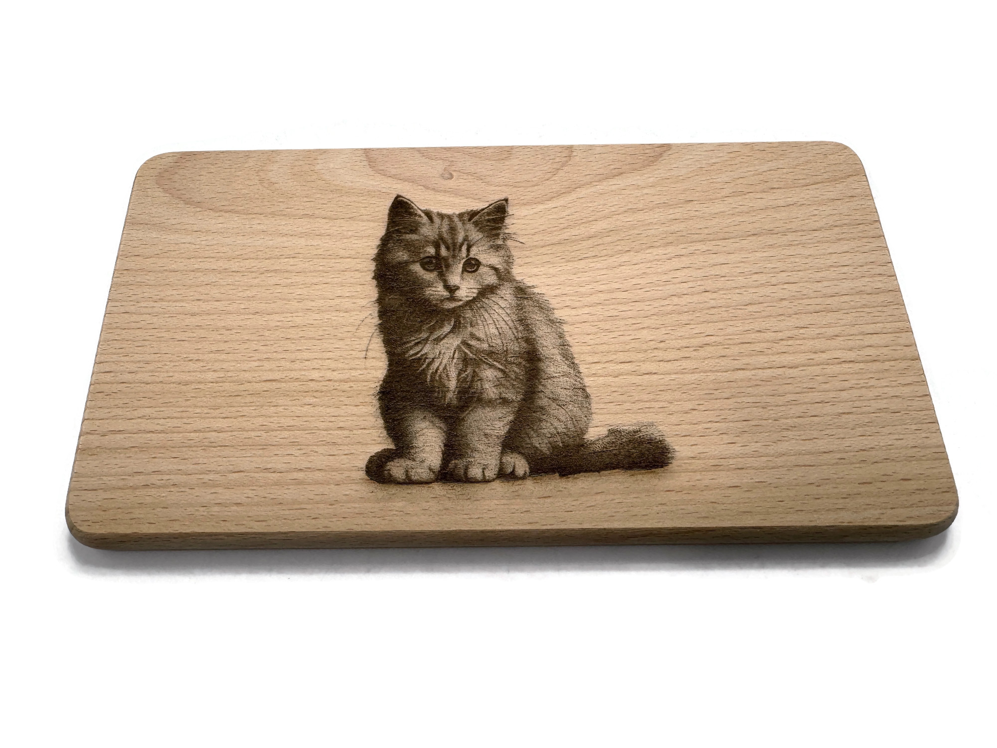 Frühstücksbrettchen Katze Motiv aus Buchenholz langlebiges Vesperbrett mit Design - Vorschau 3