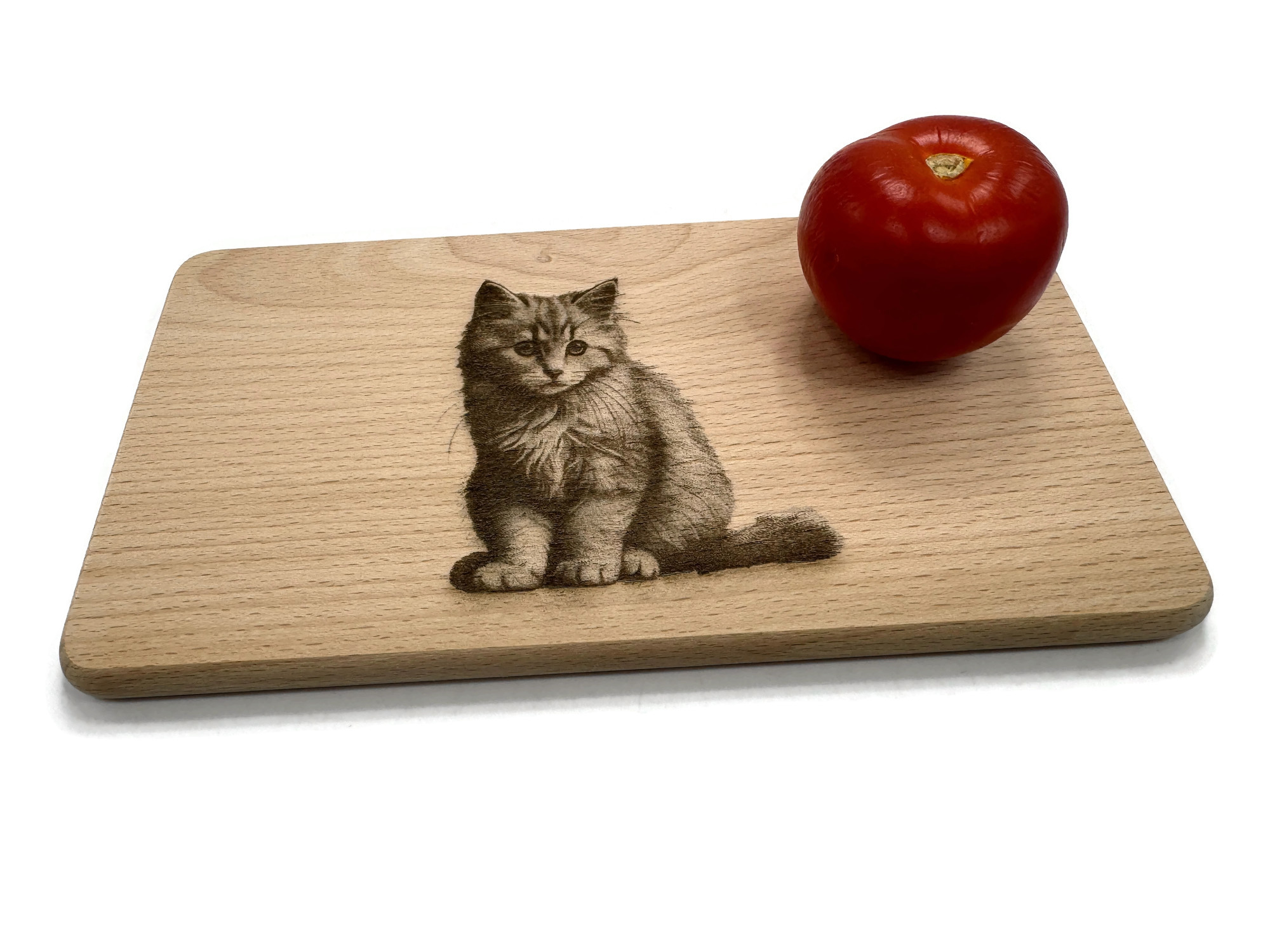 Frühstücksbrettchen Katze Motiv aus Buchenholz langlebiges Vesperbrett mit Design - Vorschau 4