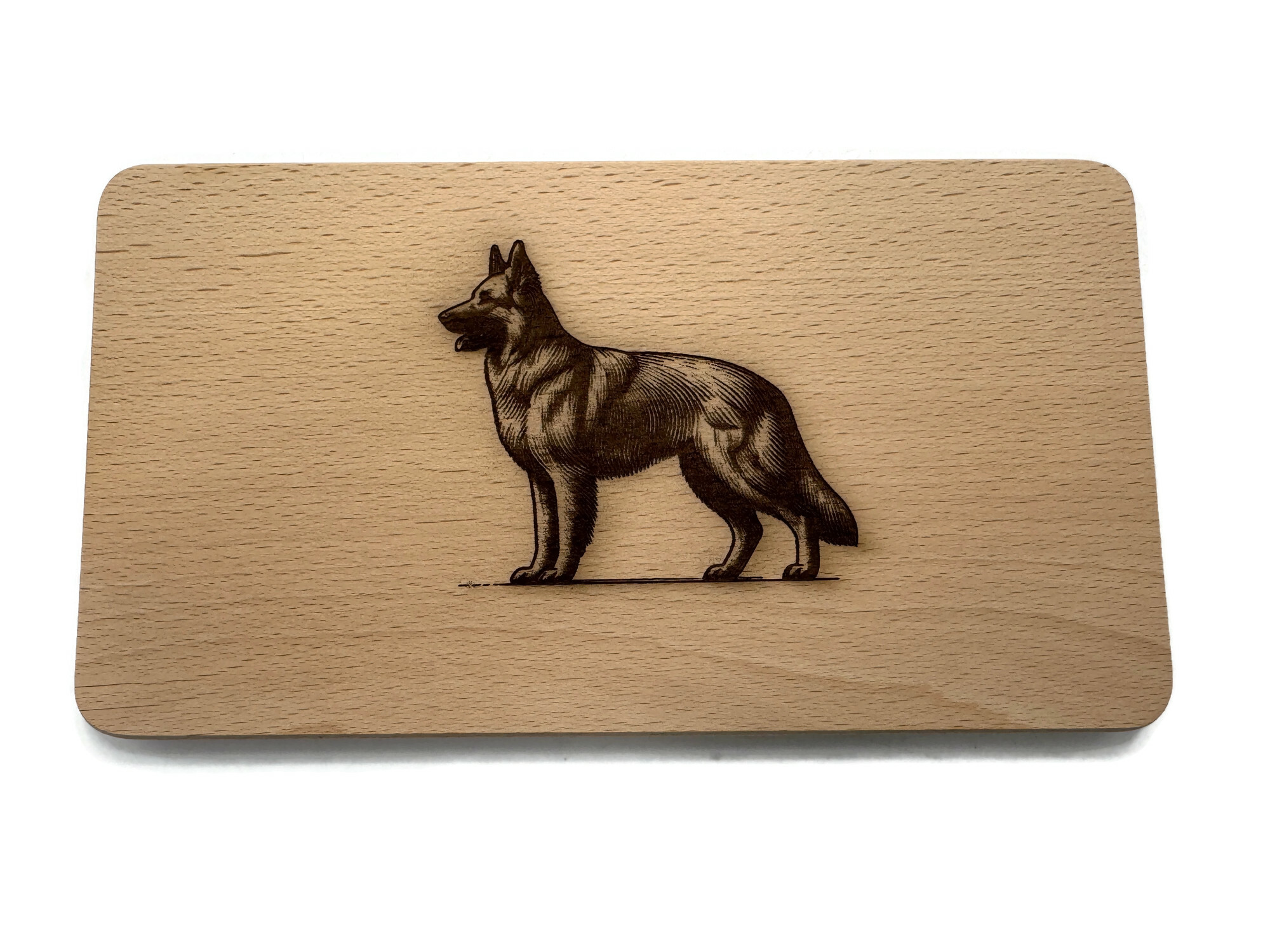 eXODA Frühstücksbrettchen Schäferhund Motiv aus Buchenholz 22 x 12 cm langlebig hitzebeständig - Vorschau 3