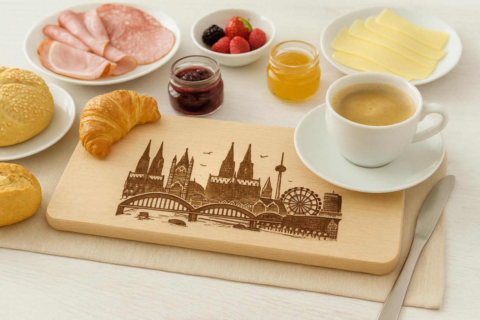 Frühstücksbrettchen Kölner Wahrzeichen aus Buchenholz für stilvolles Frühstück in Köln - Vorschau 2