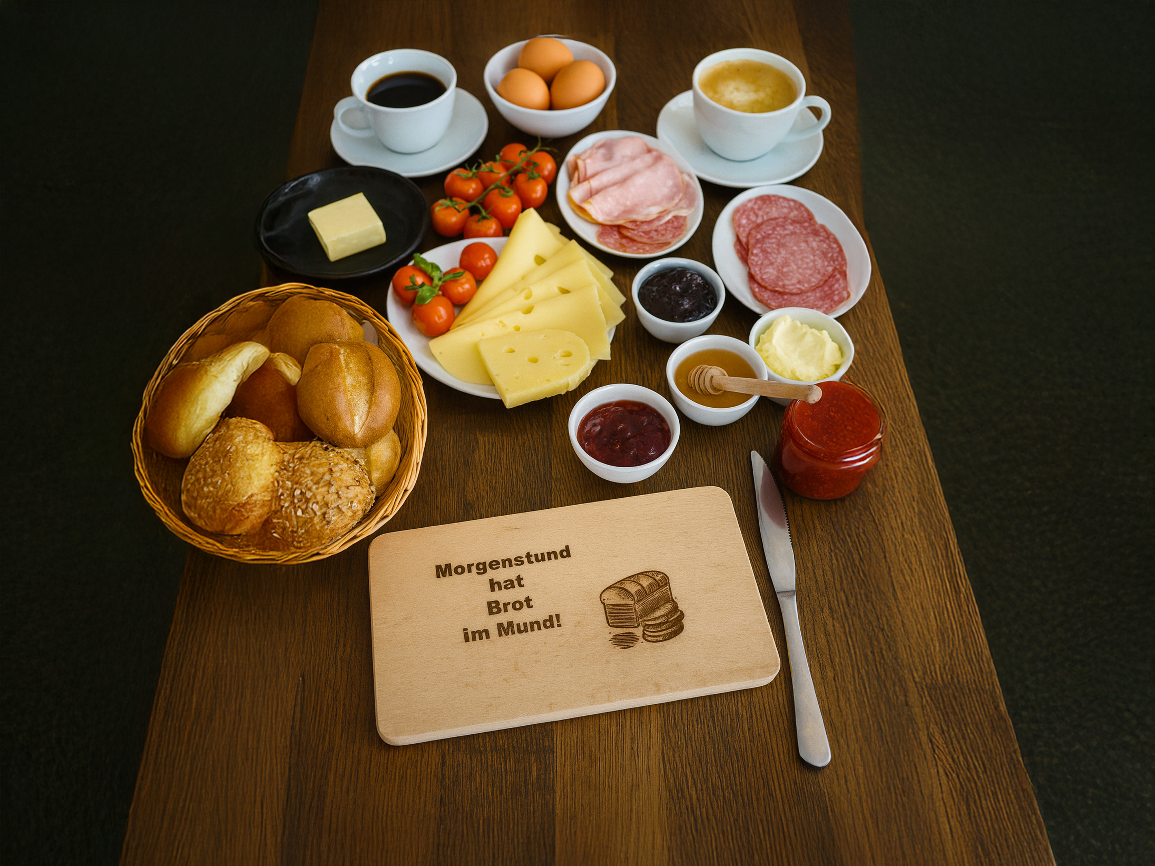 Frühstücksbrettchen aus Buchenholz mit Brot-Motiv langlebig und hitzebeständig - Vorschau 5