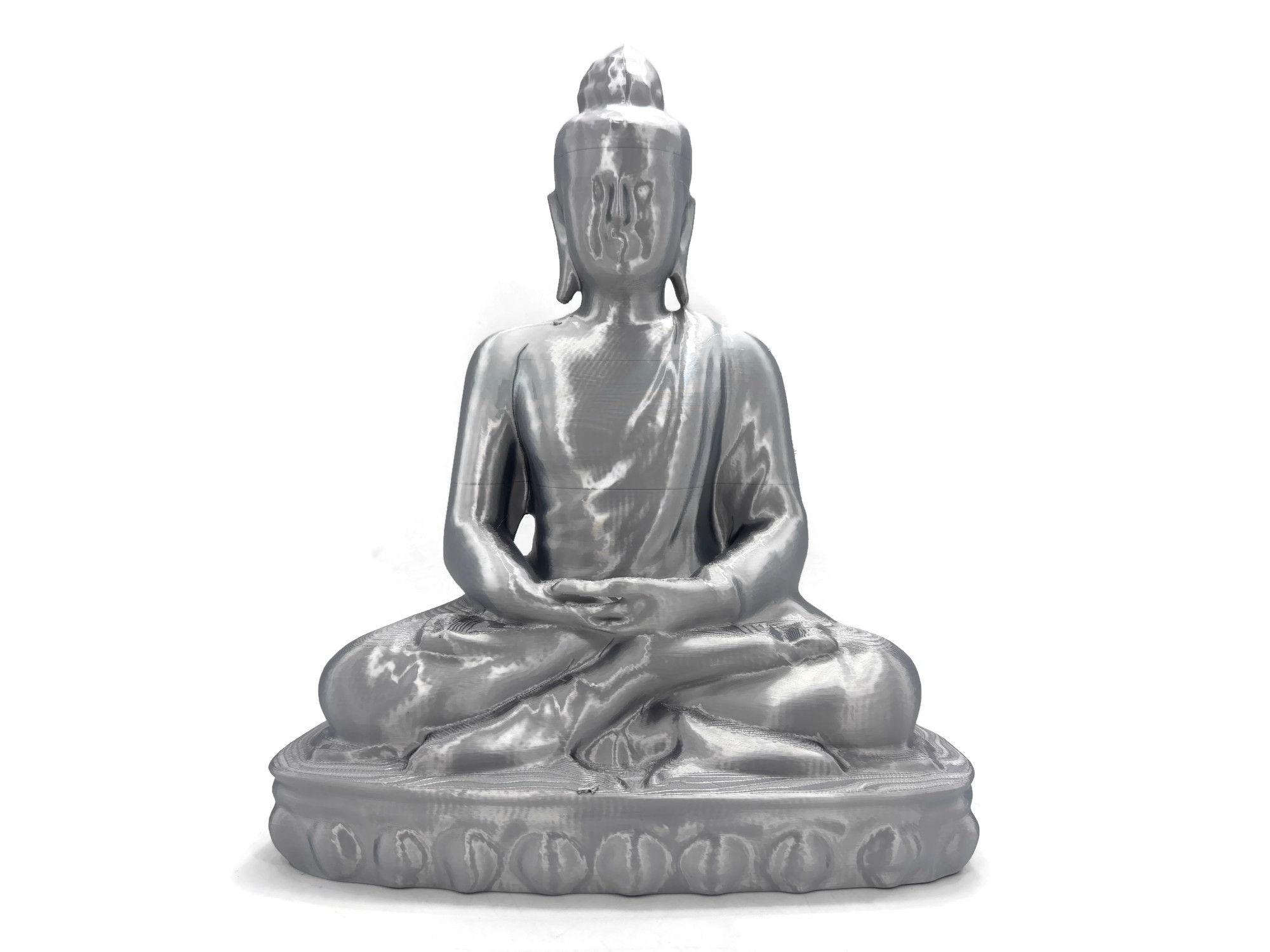 Buddha Mangala Silber sitzende Figur 25 cm Statue Figur Skulptur groß