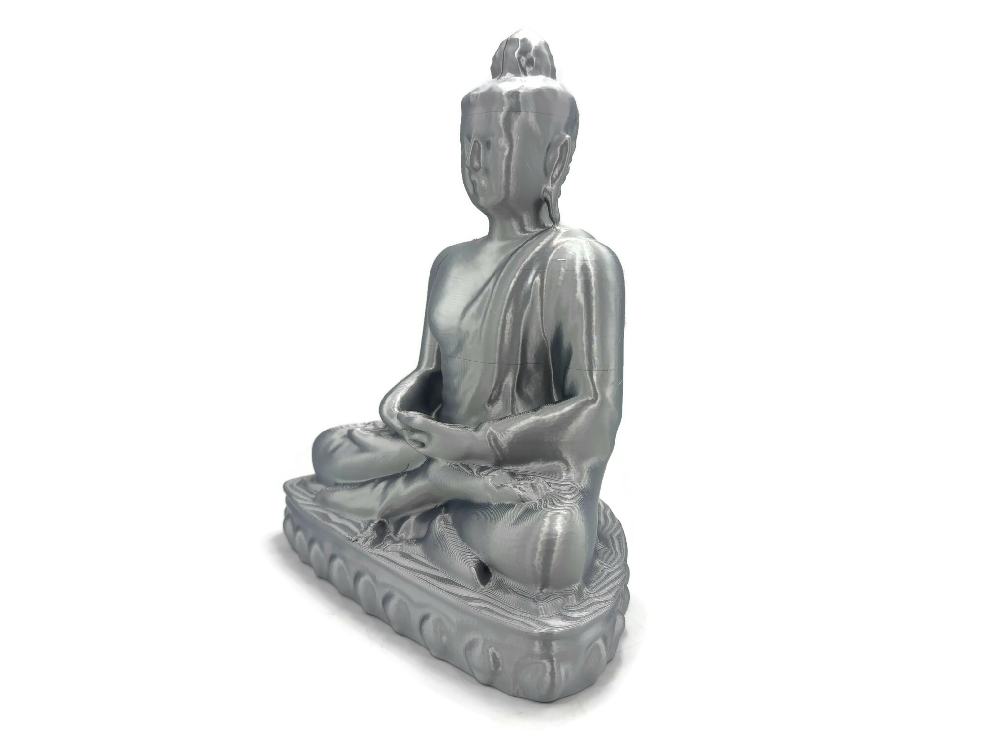Buddha Mangala Silber sitzende Figur 25 cm Statue Figur Skulptur groß - Vorschau 3