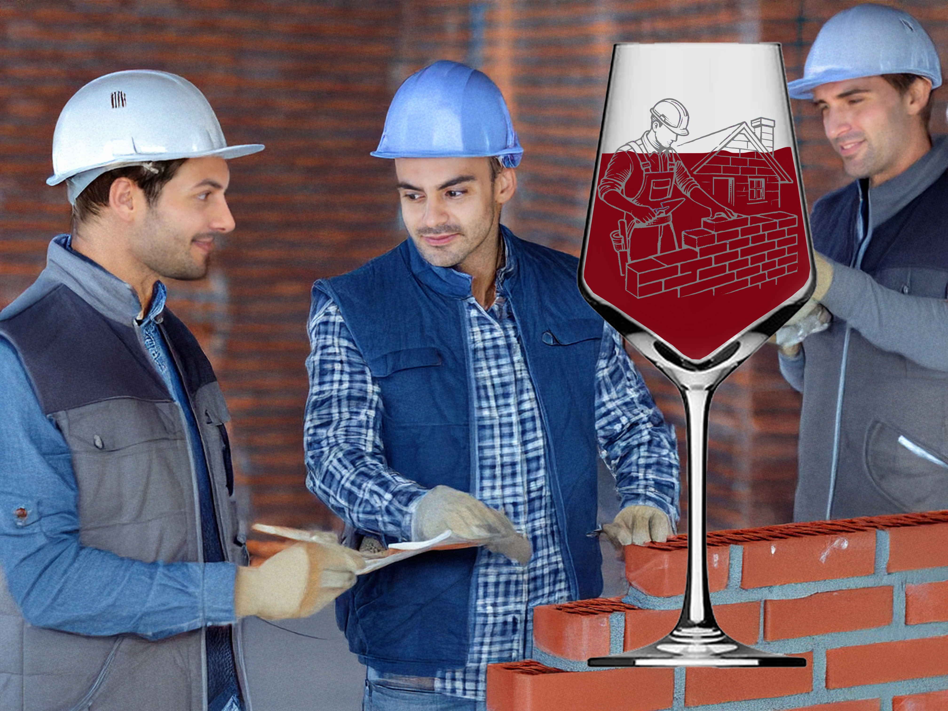 Weinglas Gravur Maurer 350ml spülmaschinenfest modernes Design für Weinliebhaber - Vorschau 5