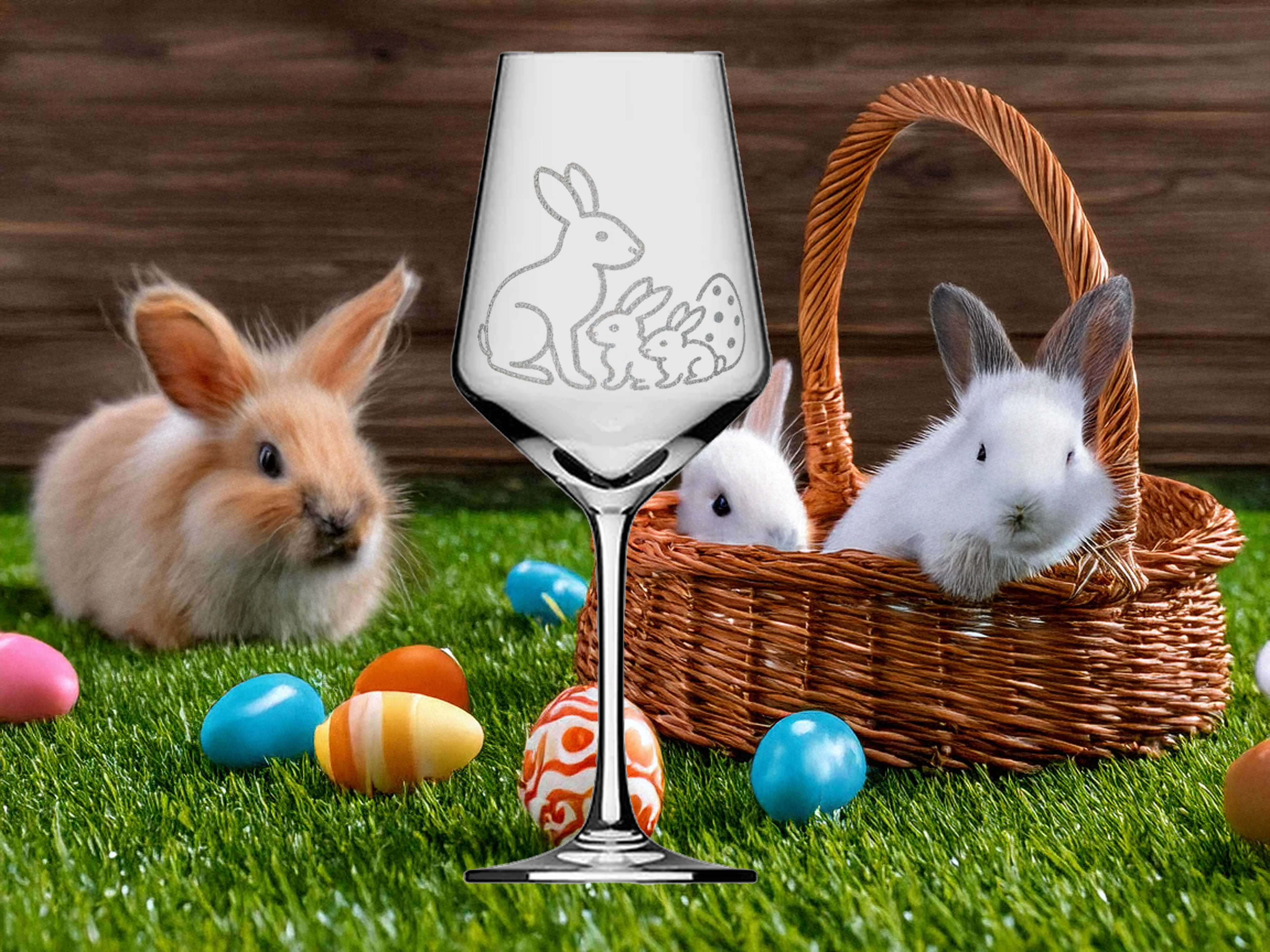 Graviertes Osterhasen-Weinglas 350ml spülmaschinenfest für Weinliebhaber und Feste - Vorschau 6