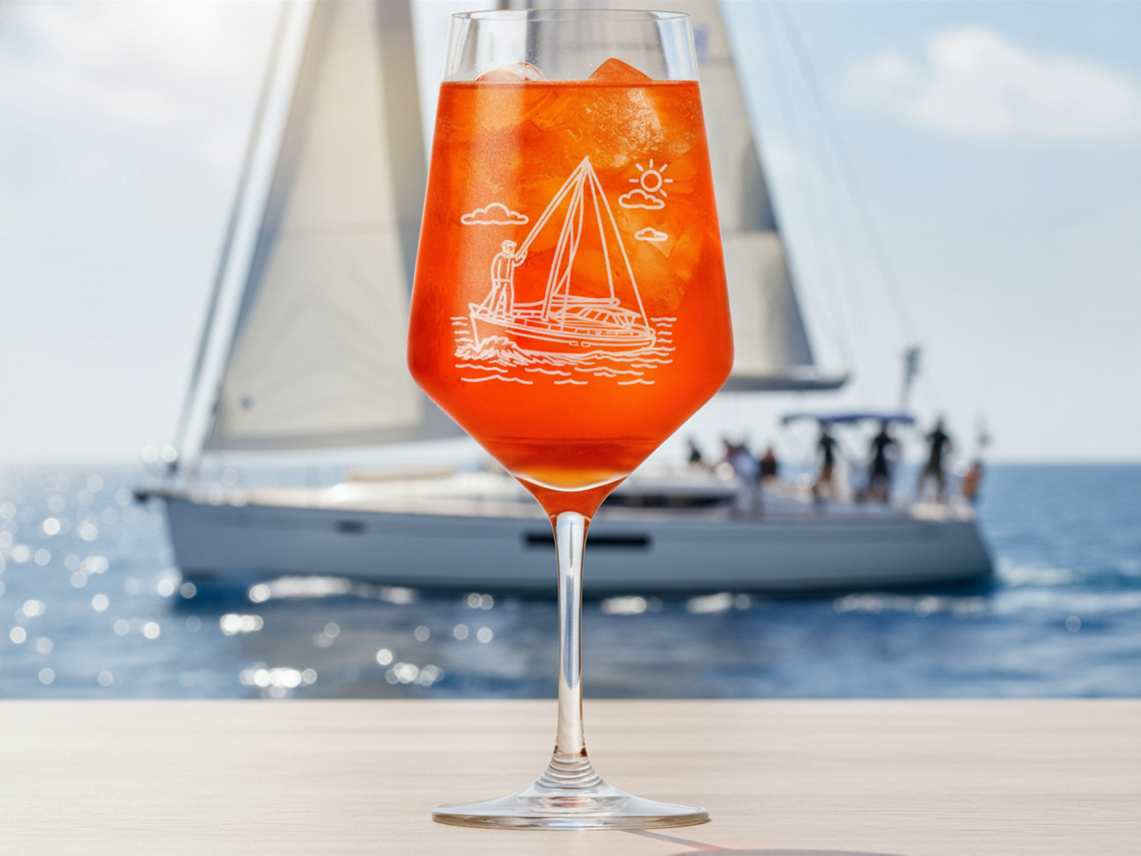 Weinglas Segler Yacht 21 cm hoch 8 cm Durchmesser graviert spülmaschinenfest 350 ml - Vorschau 2