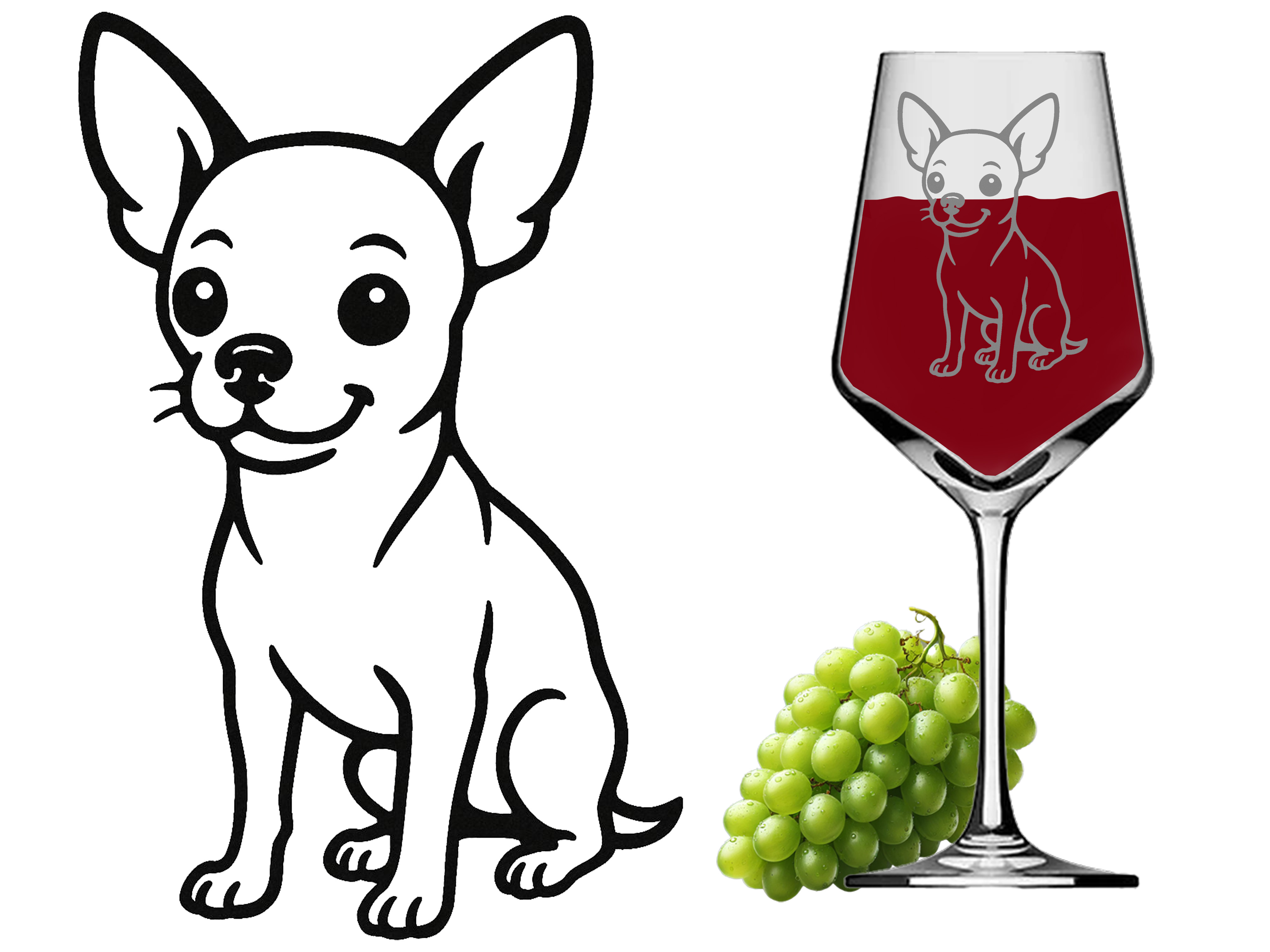 Weinglas Chihuahua robust spülmaschinenfest für Weinliebhaber ideal für Feiern 350 ml - Vorschau 4