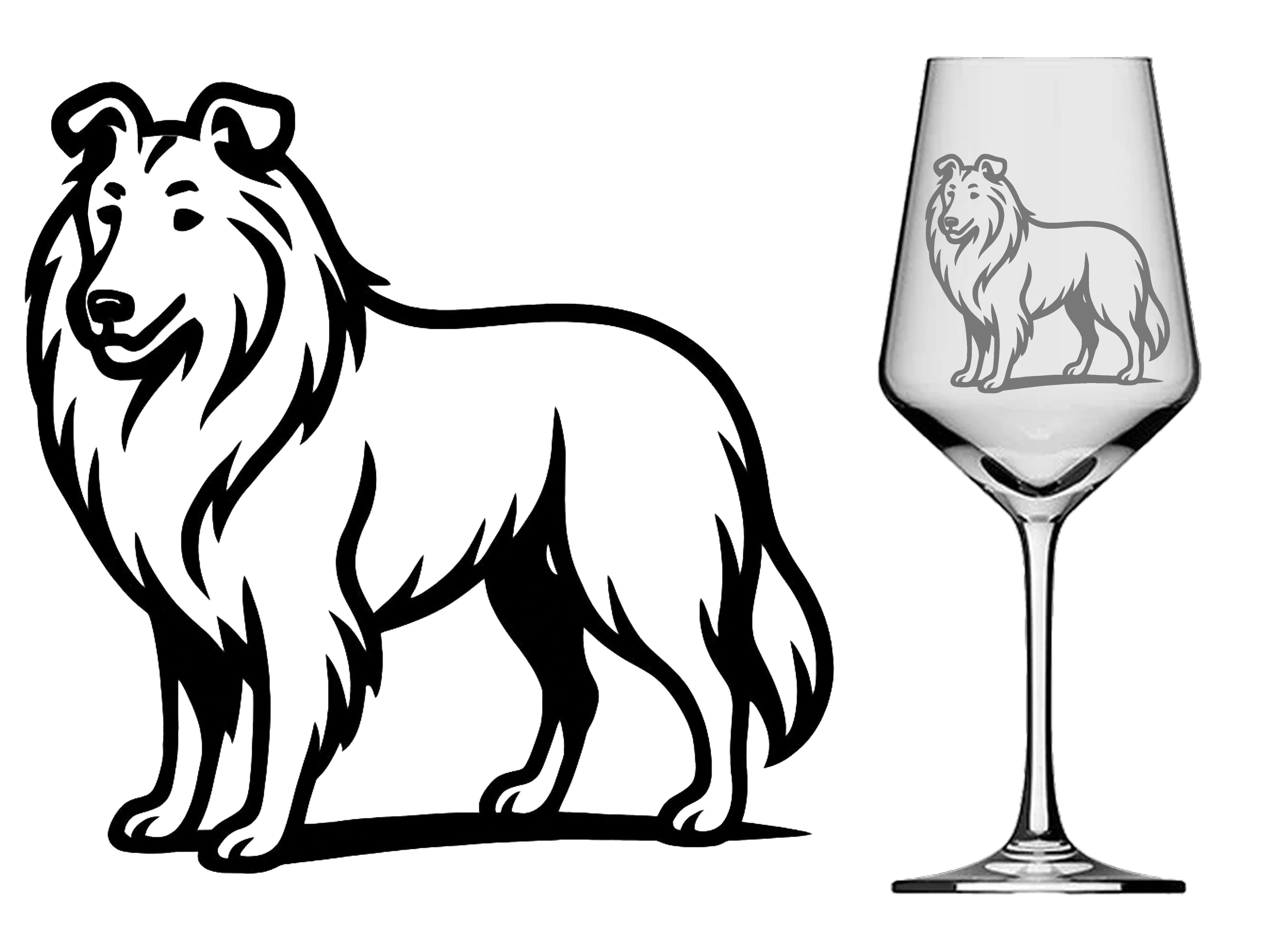 Weinglas Collie Designerstück für Kenner spülmaschinenfest 350 ml mit Gravur - Vorschau 3