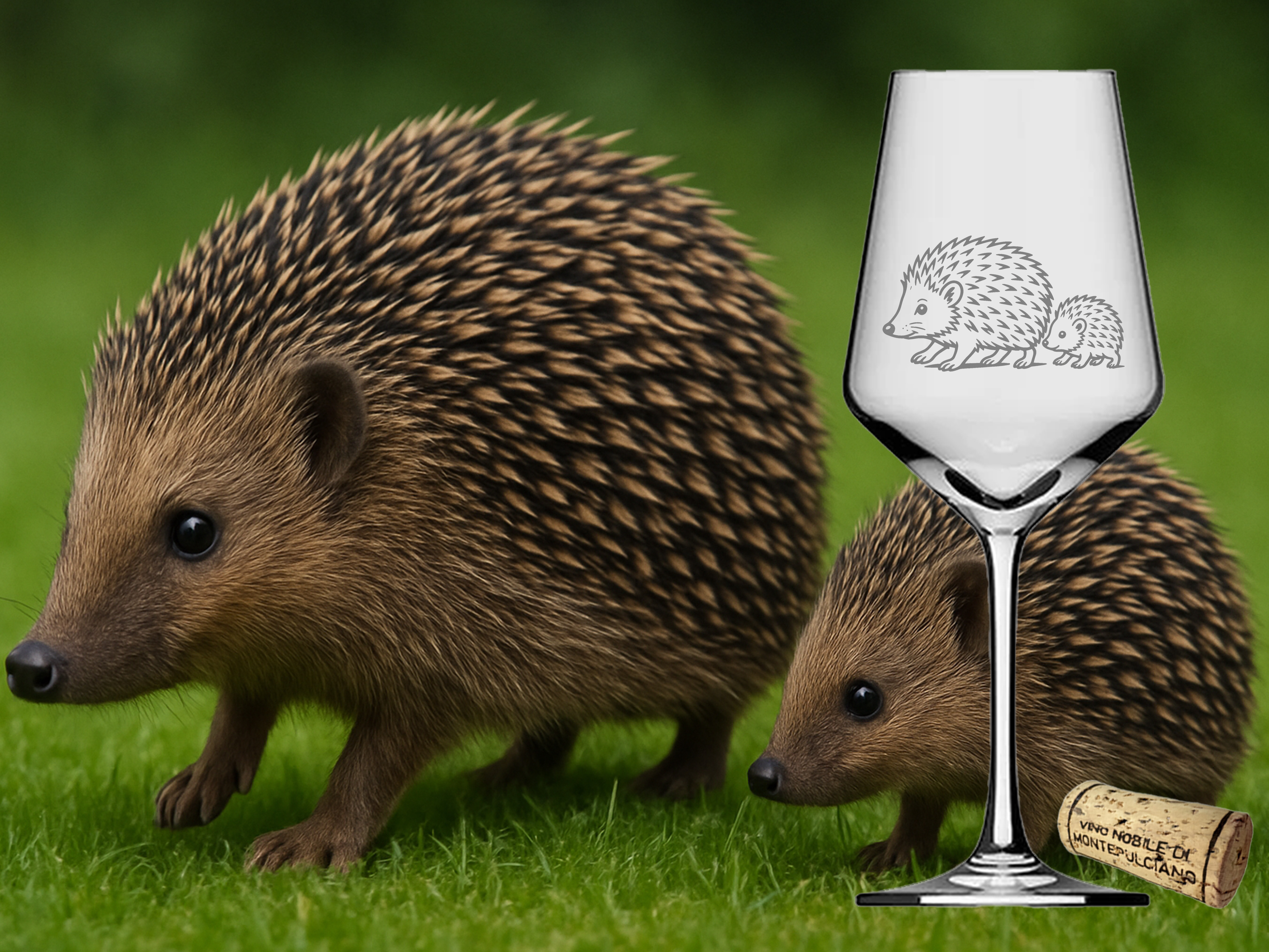 Weinglas Igel mit Igelkind spülmaschinenfest 21 cm 350 ml für Weinliebhaber tierfreundlich - Vorschau 3
