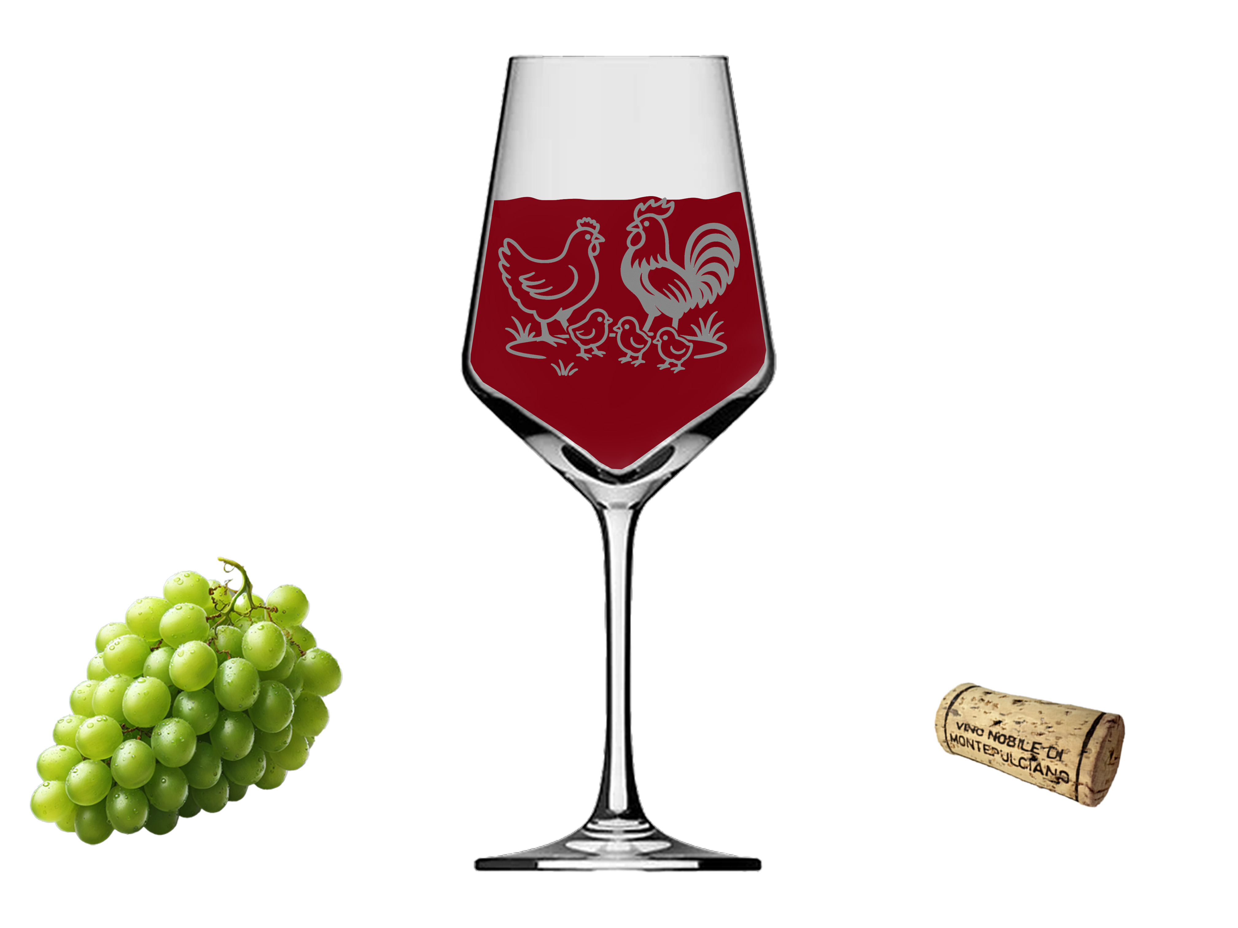 Weinglas mit liebevoller Motivgravur Hahn und Henne spülmaschinenfest ideal für Wein - Vorschau 2