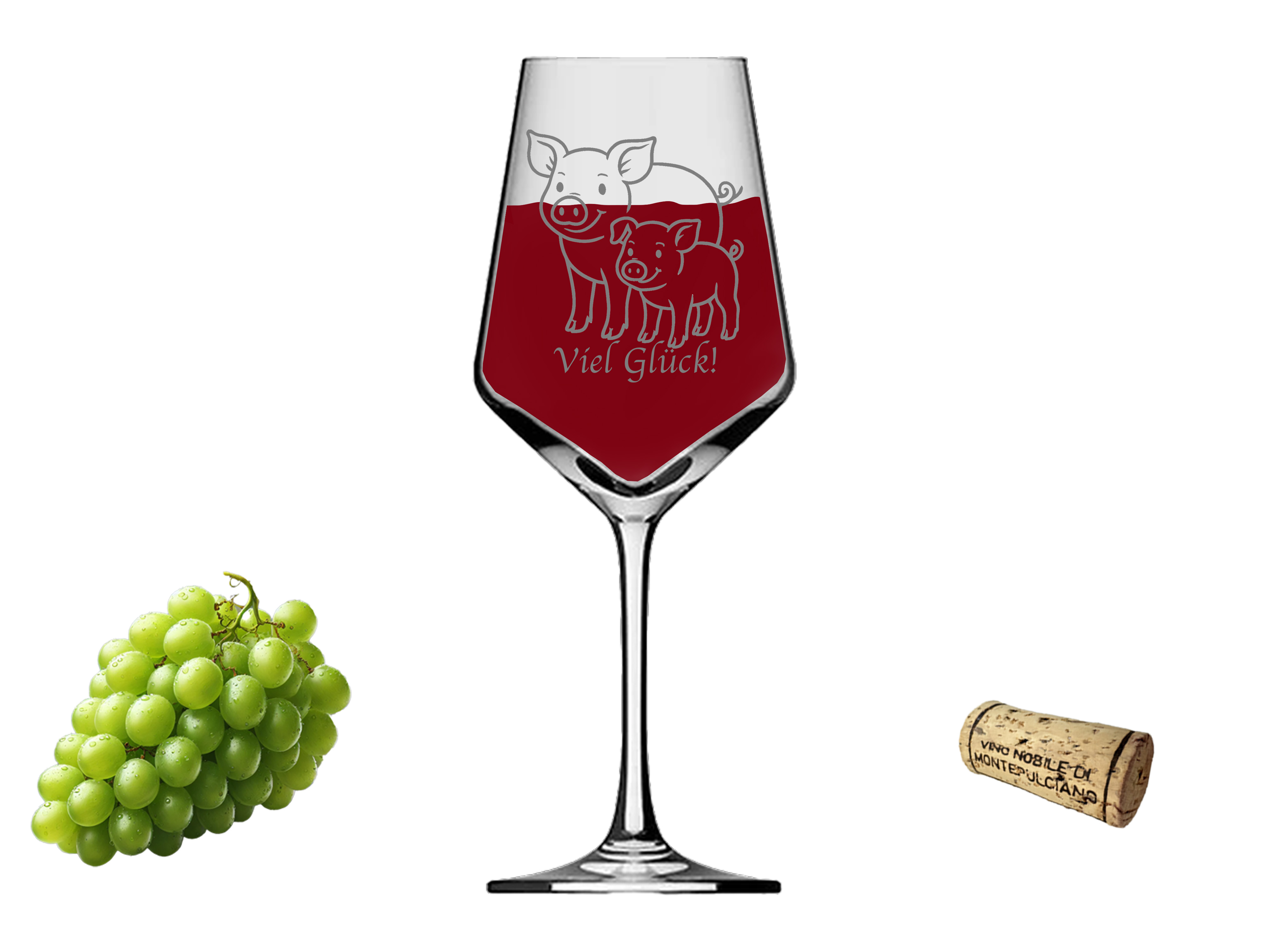 Weinglas 350ml mit Glücksschwein und Baby spülmaschinenfest originelles Design für Anlässe - Vorschau 2