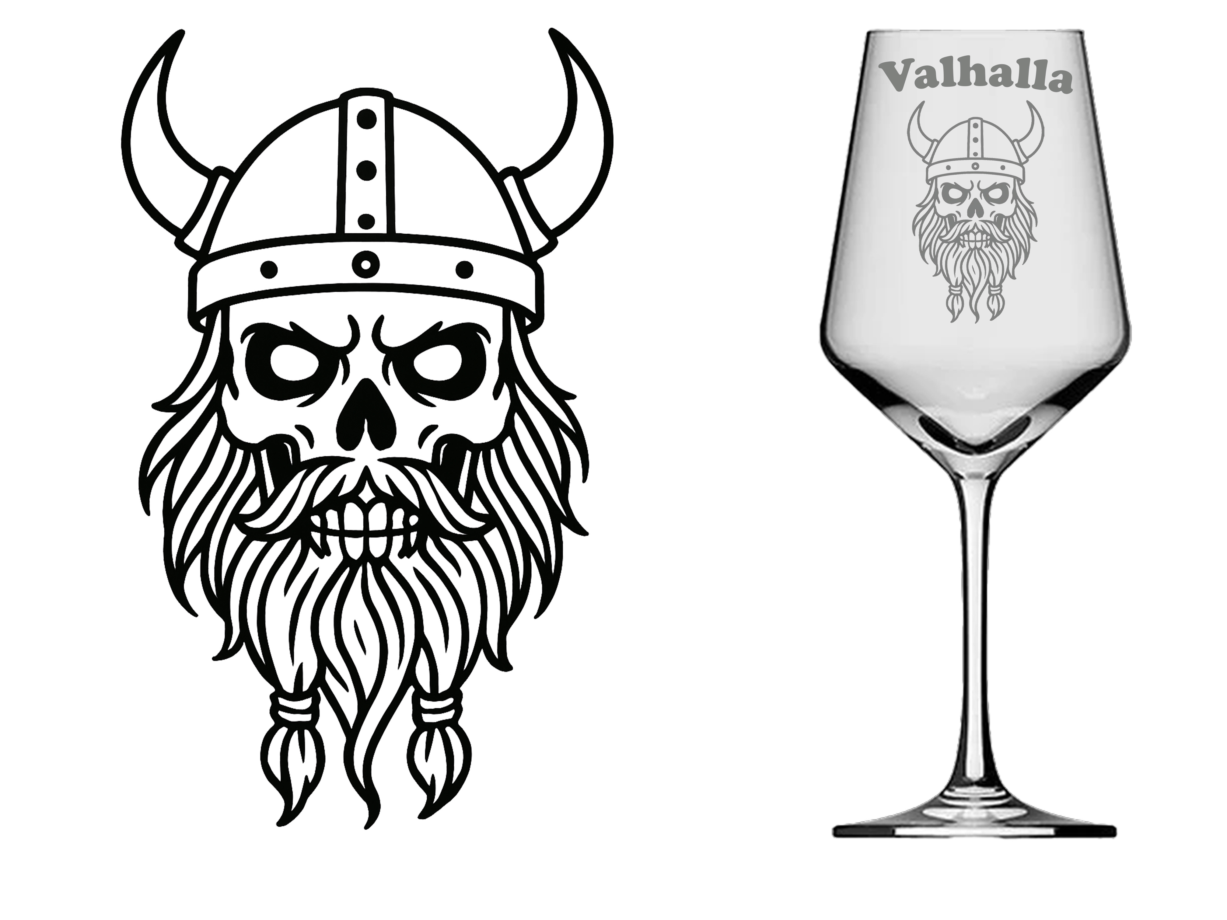 Weinglas mit Wikinger Totenkopf einzigartiges Design für Rot- und Weisswein 350ml - Vorschau 5