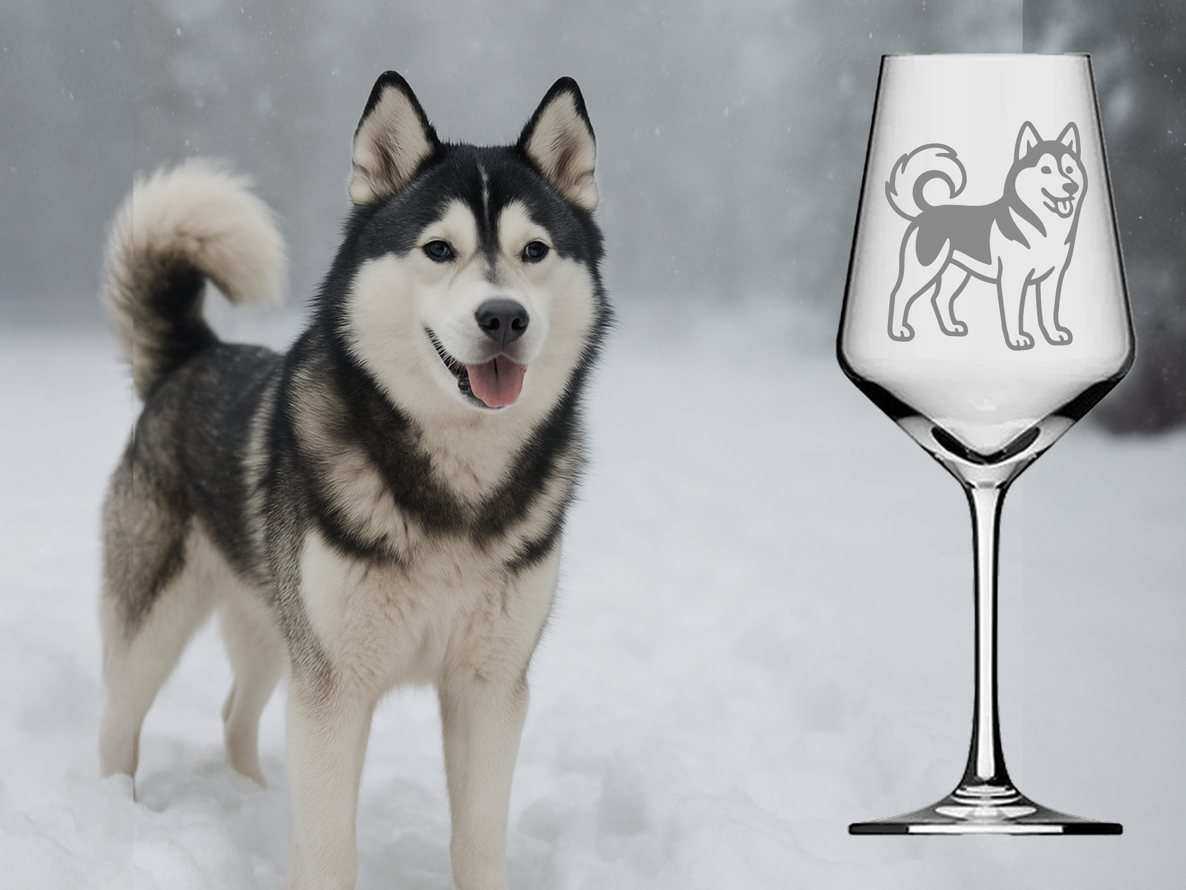 Weinglas mit Husky-Motiv spülmaschinenfest bruchsicher 350 ml für Rot- und Weisswein - Vorschau 2