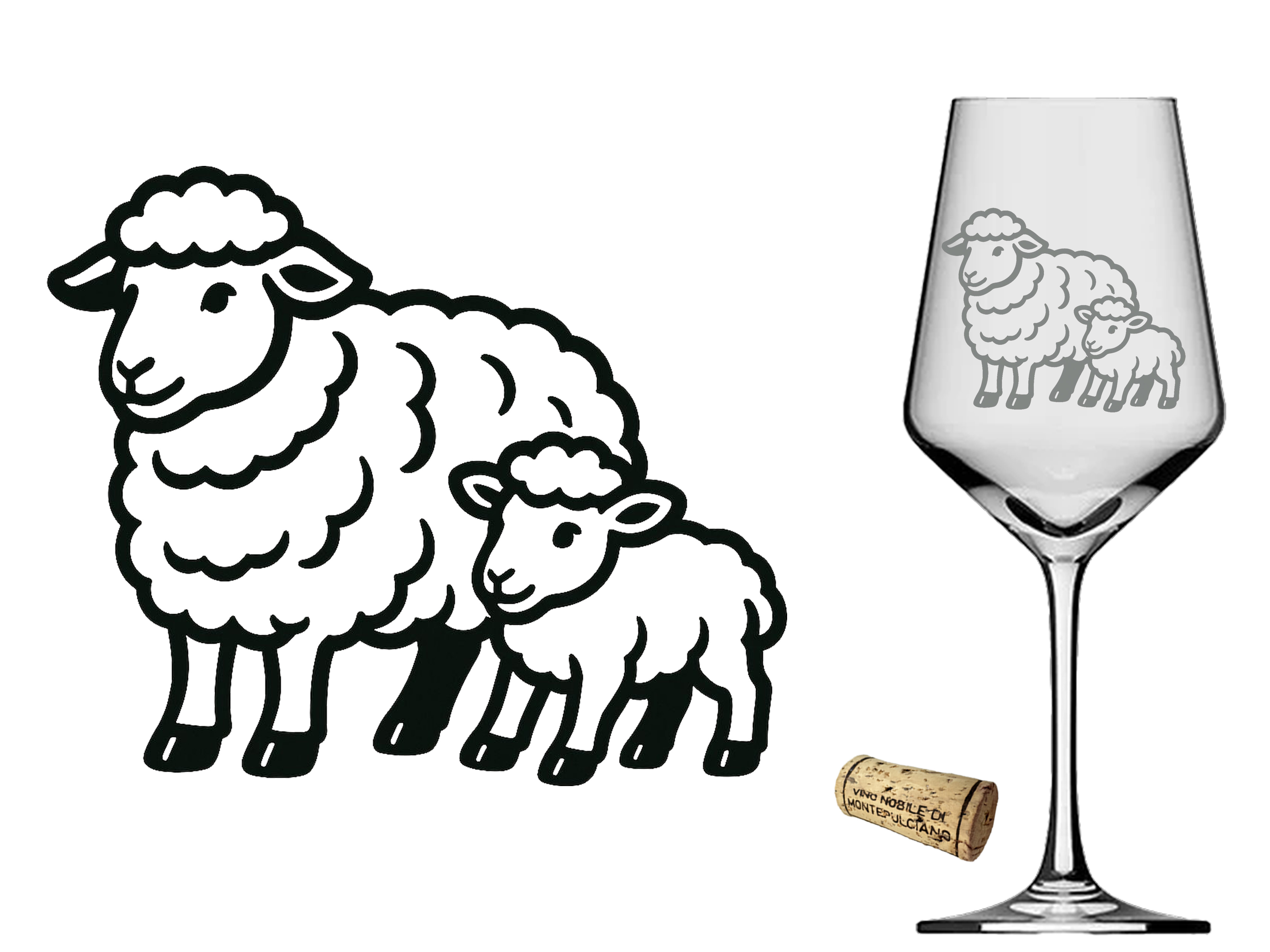 Weinglas Schäfchen mit Baby spülmaschinenfest 350 ml 21 cm hohe Tischdekoration für Schafsliebhaber - Vorschau 6