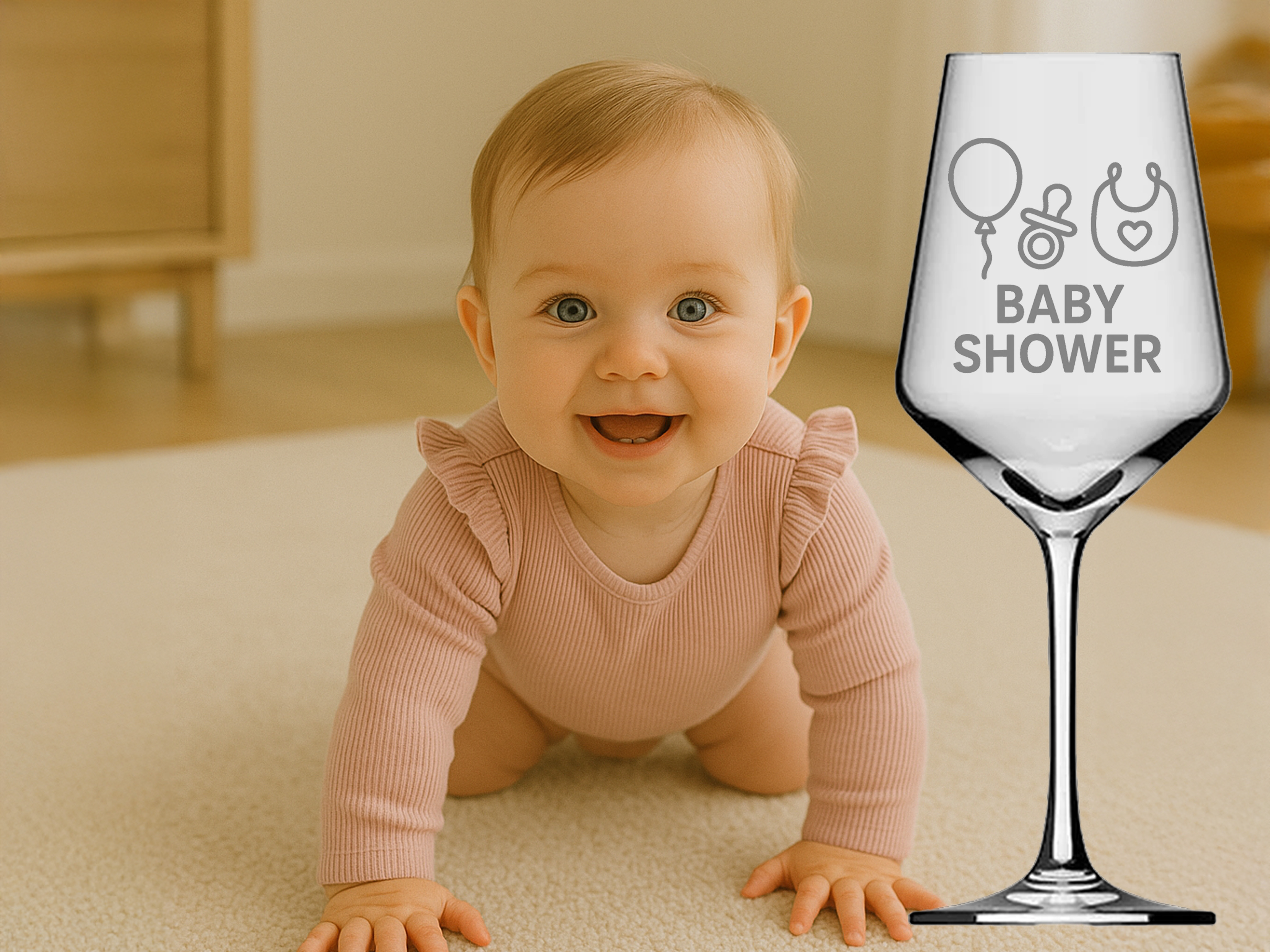 Weinglas mit Gravur für Baby Shower Geschenke 350 ml spülmaschinenfest kinderfreundlich - Vorschau 6