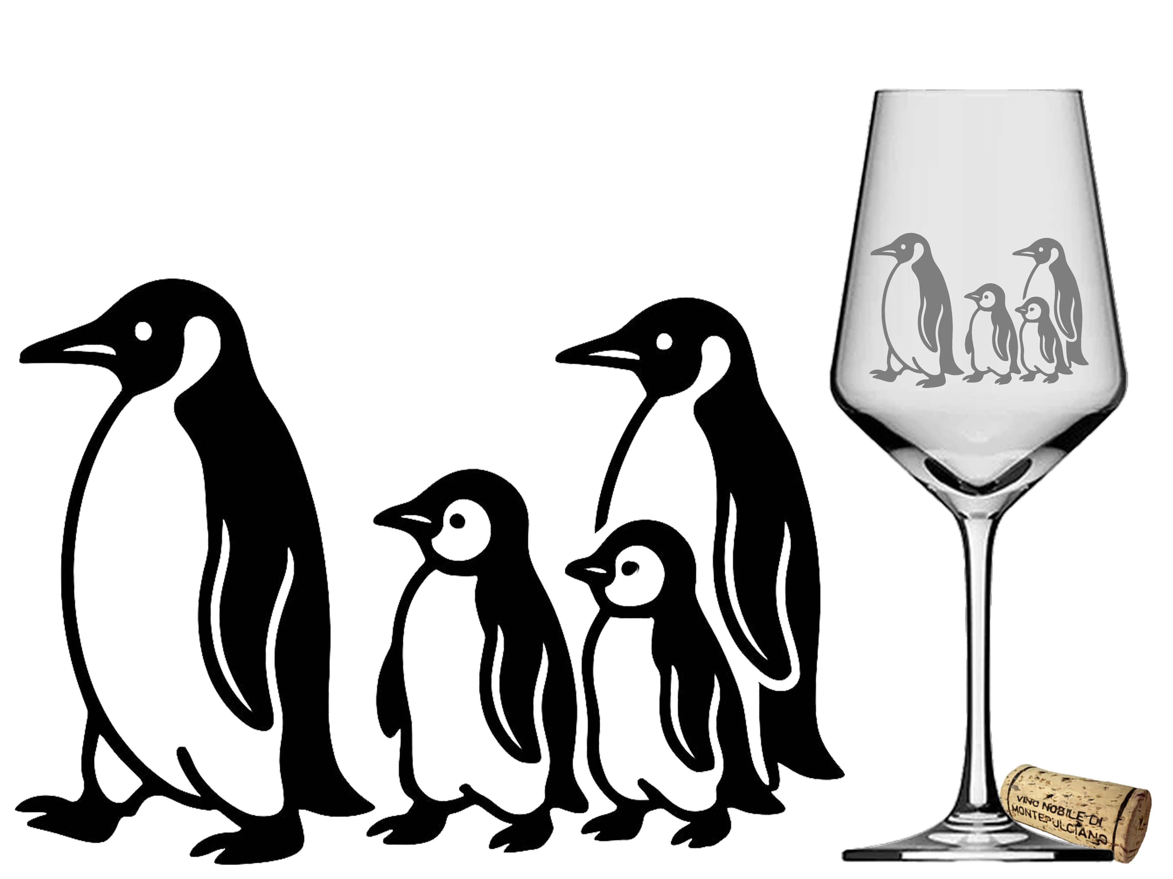 Weinglas 350 ml Pinguine Baby graviert kratzfest spülmaschinenfest ideales Geschenk für Weinliebhaber - Vorschau 3