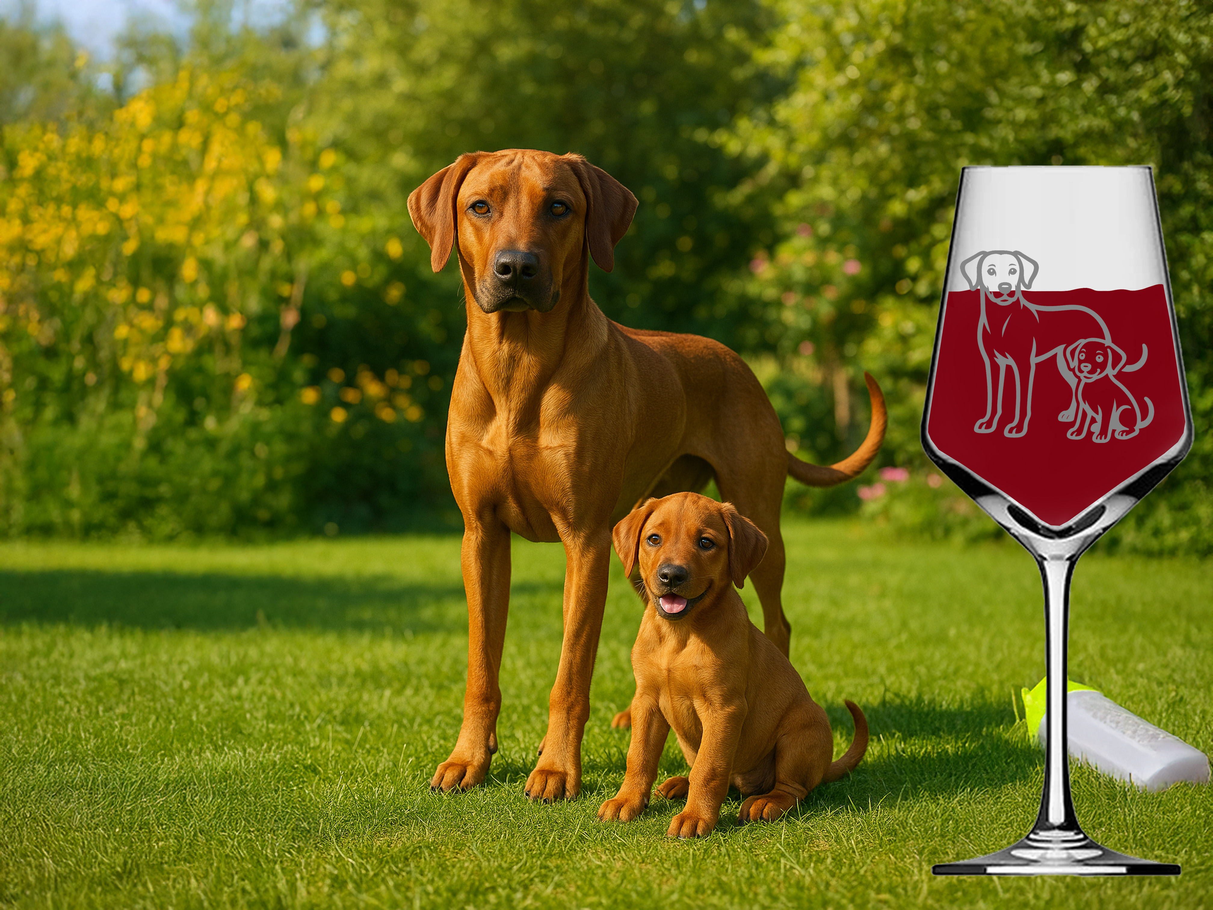 Weinglas Rhodesian Ridgeback mit Welpen spülmaschinenfest für gesellige Abende - Vorschau 4