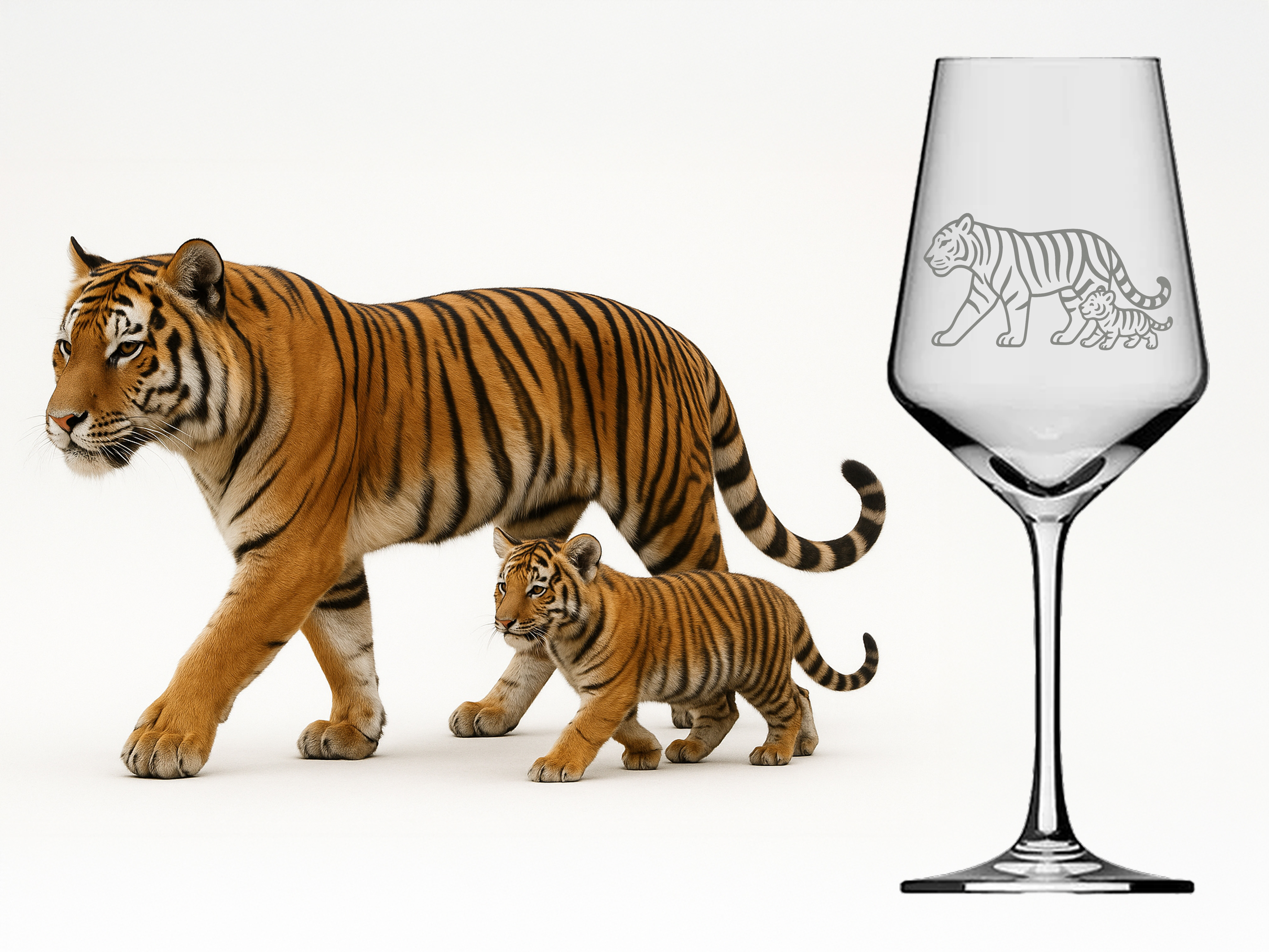 Weinglas mit Tiger und Baby Gravur spülmaschinenfest 350 ml unterstützt Inklusion - Vorschau 3