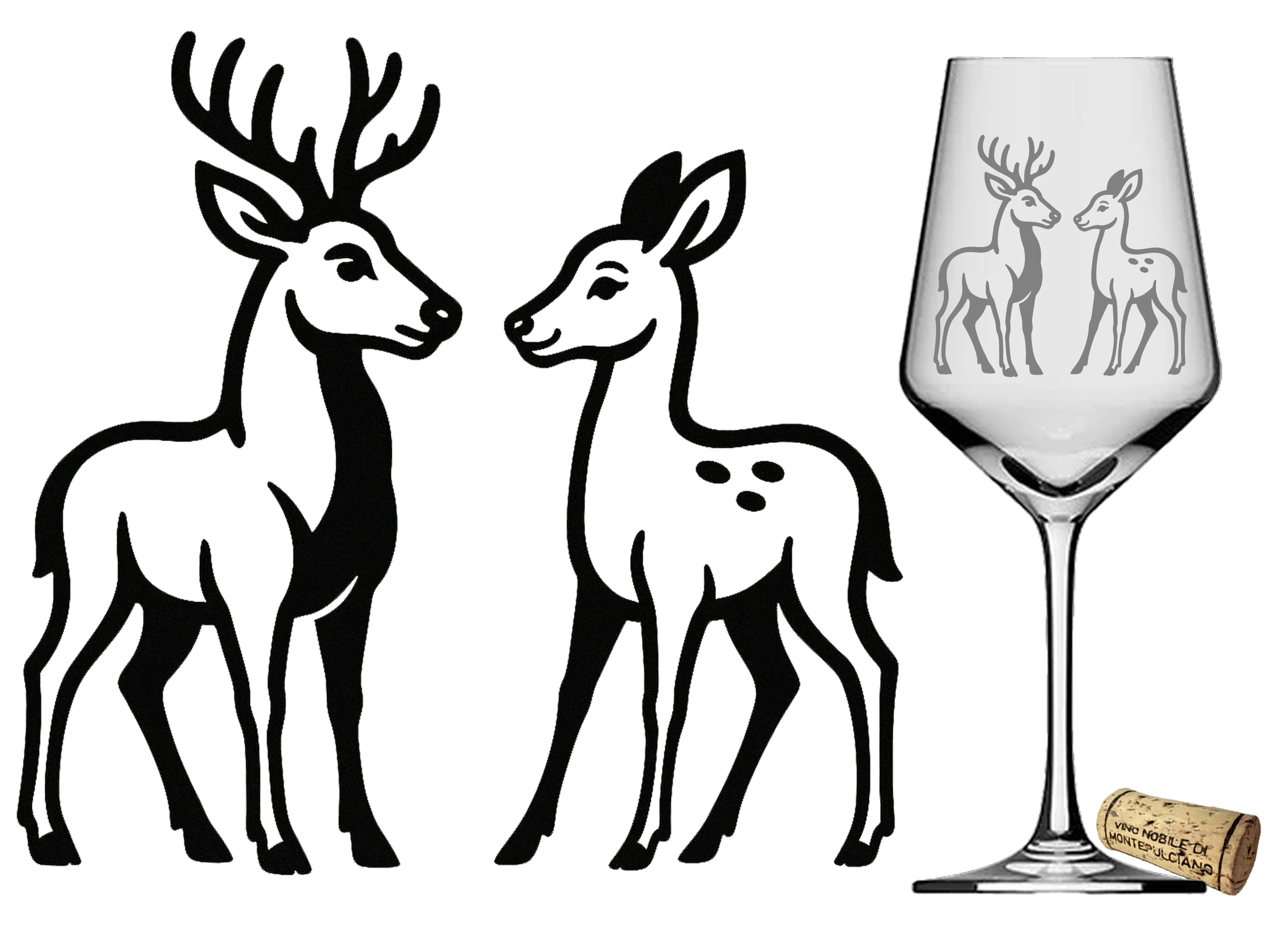 Weinglas mit Hirsch Reh-Gravur spülmaschinenfest ideal für gesellige Anlässe 350 ml - Vorschau 3