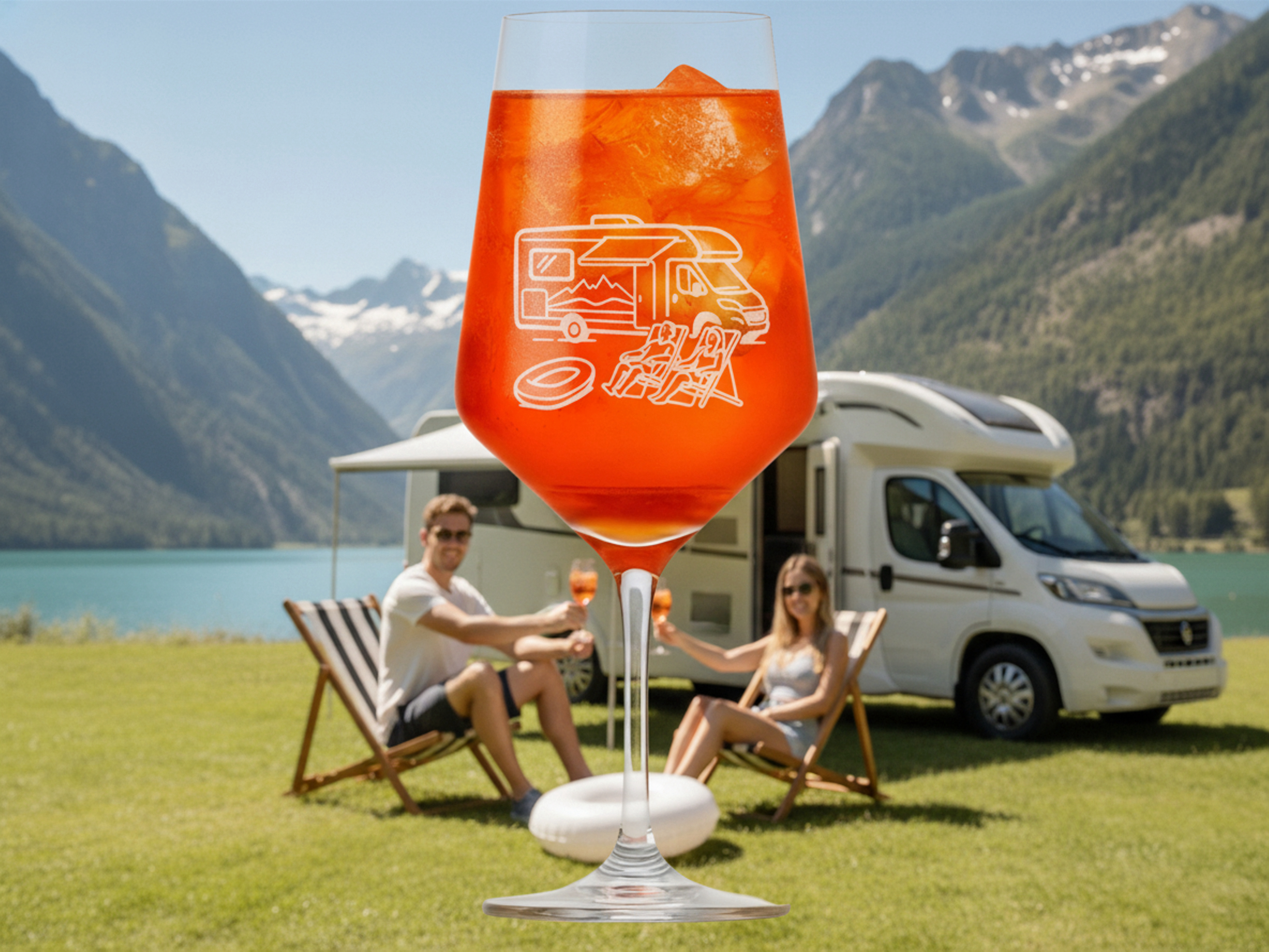 Weinglas 350 ml mit Gravur Camper spülmaschinenfest ideal für Weinliebhaber unterwegs - Vorschau 4