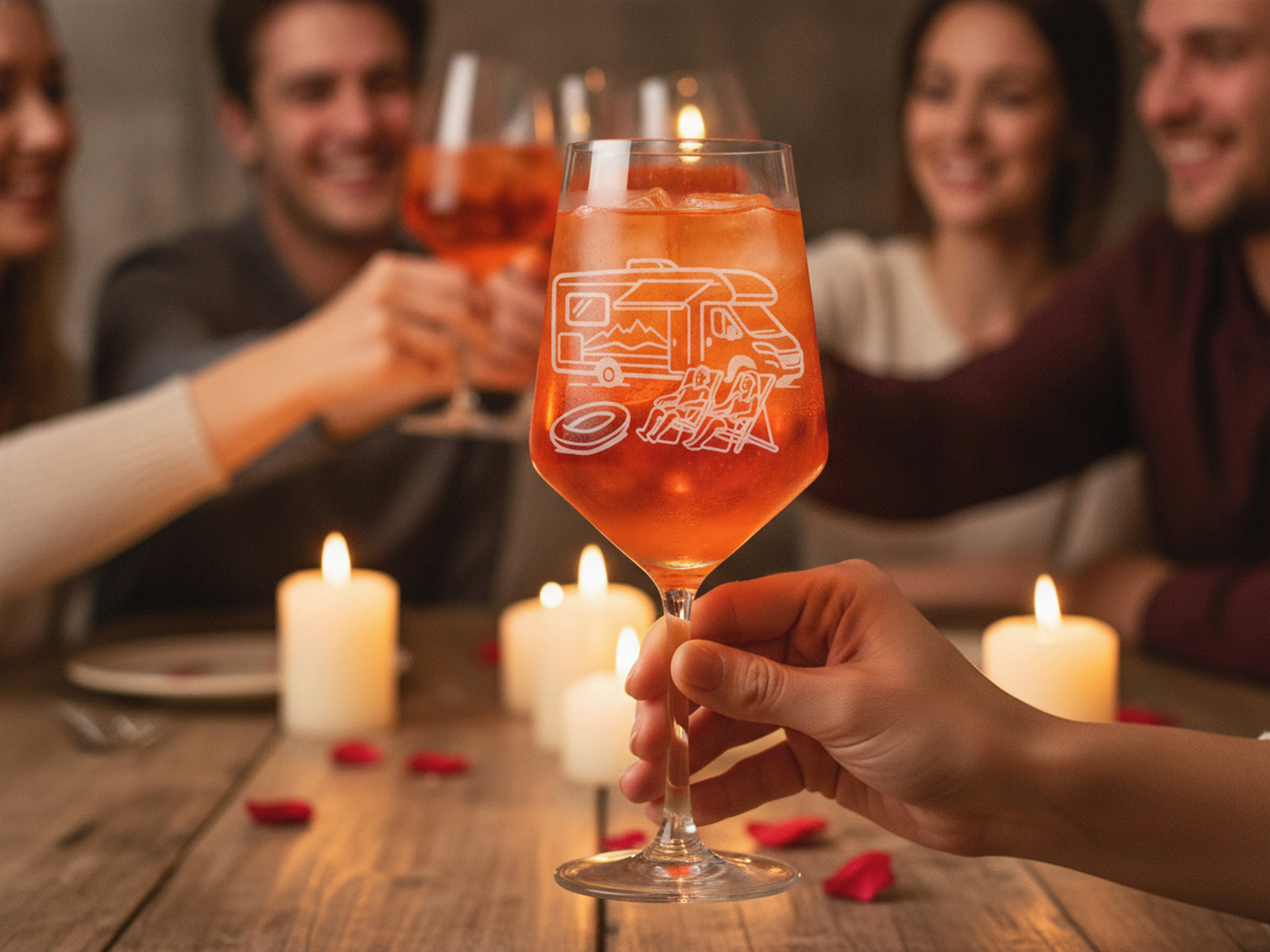 Weinglas 350 ml mit Gravur Camper spülmaschinenfest ideal für Weinliebhaber unterwegs - Vorschau 3