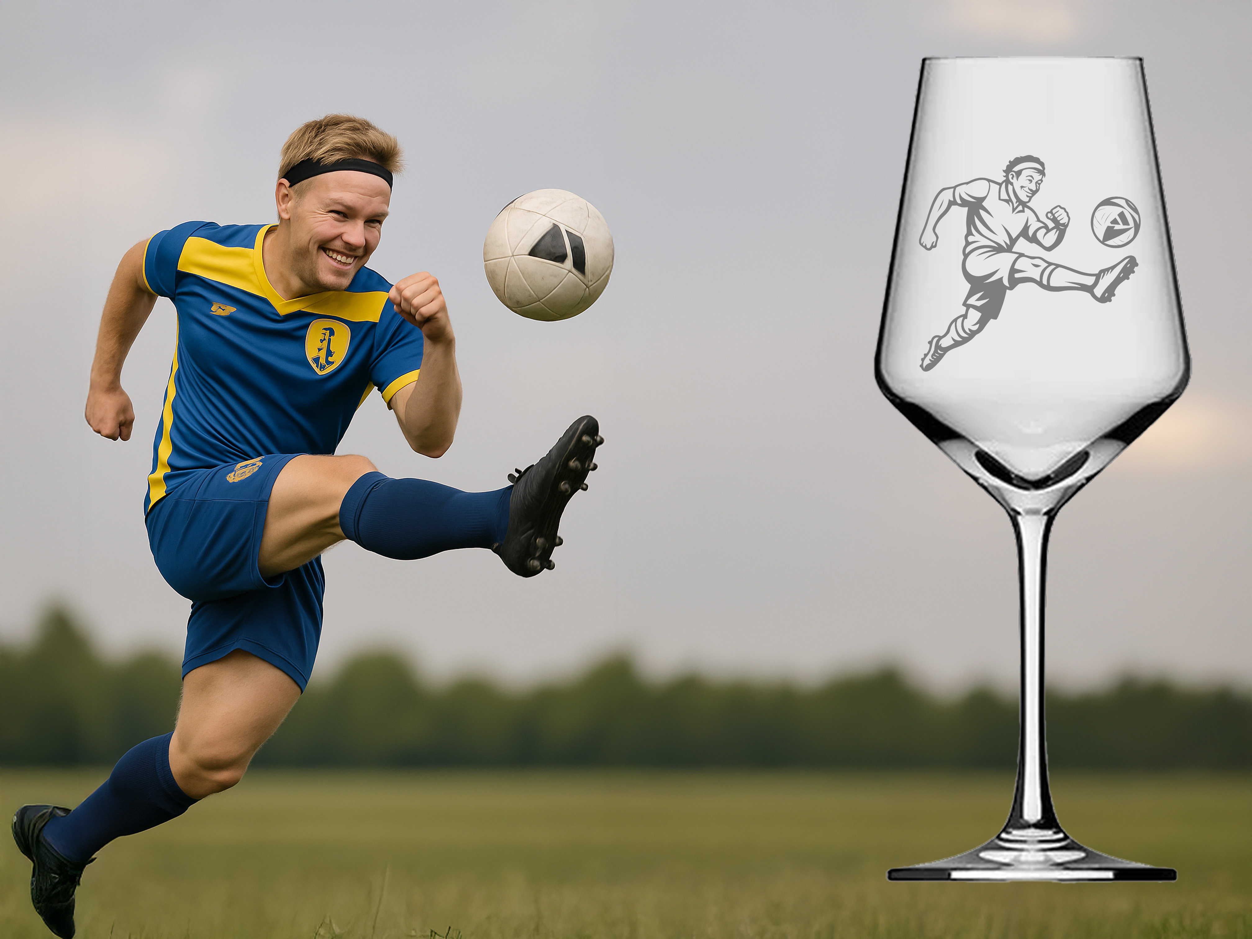 Weinglas mit Fussballgravur spülmaschinenfest 350 ml ideal für gesellige Abende - Vorschau 3