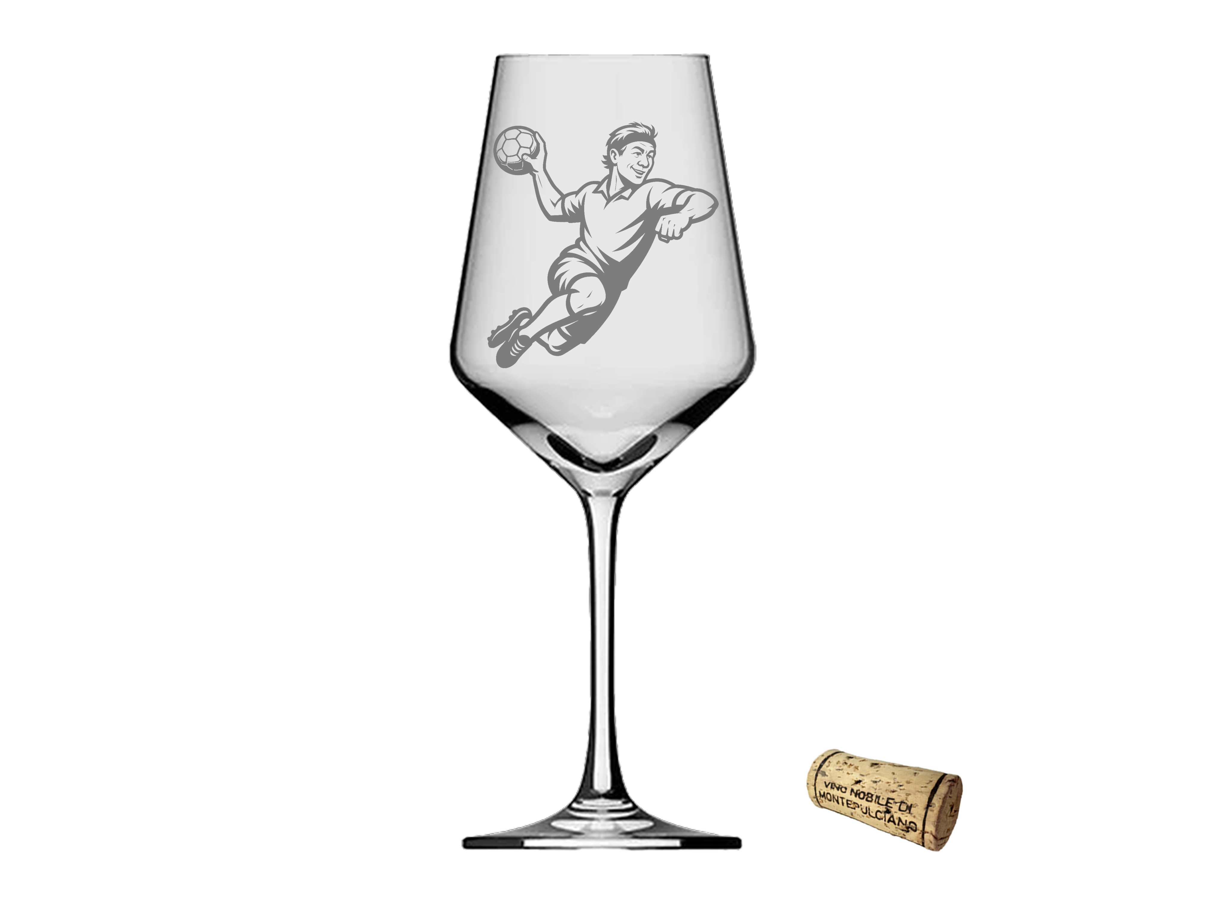 Handball Weinglas 350ml spülmaschinenfest mit ansprechendem Handball-Design und Gravur - Vorschau 5