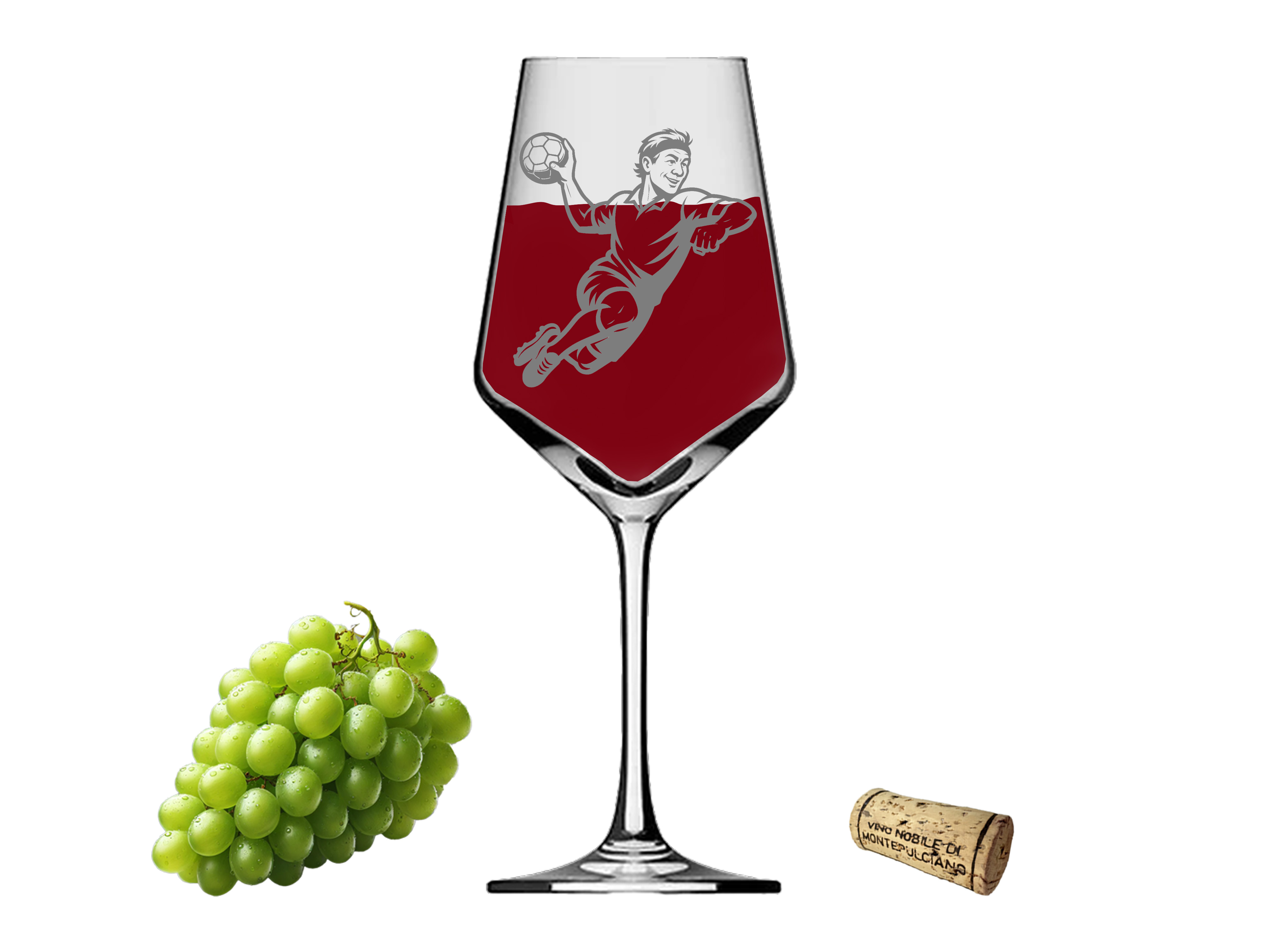 Handball Weinglas 350ml spülmaschinenfest mit ansprechendem Handball-Design und Gravur - Vorschau 6