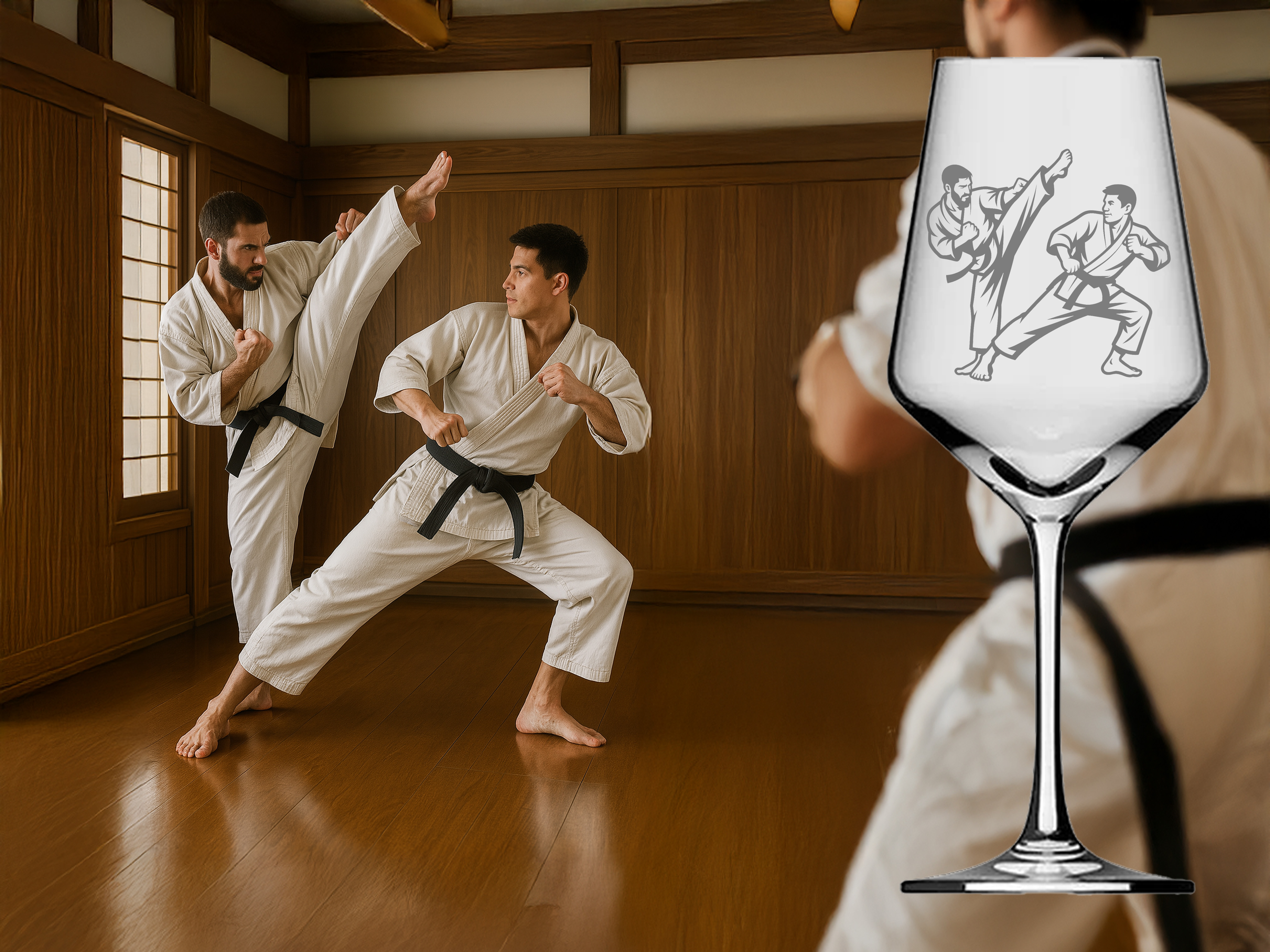 Graviertes Weinglas 350ml spülmaschinenfest für Kampfsportliebhaber stilvoll geniessen - Vorschau 2