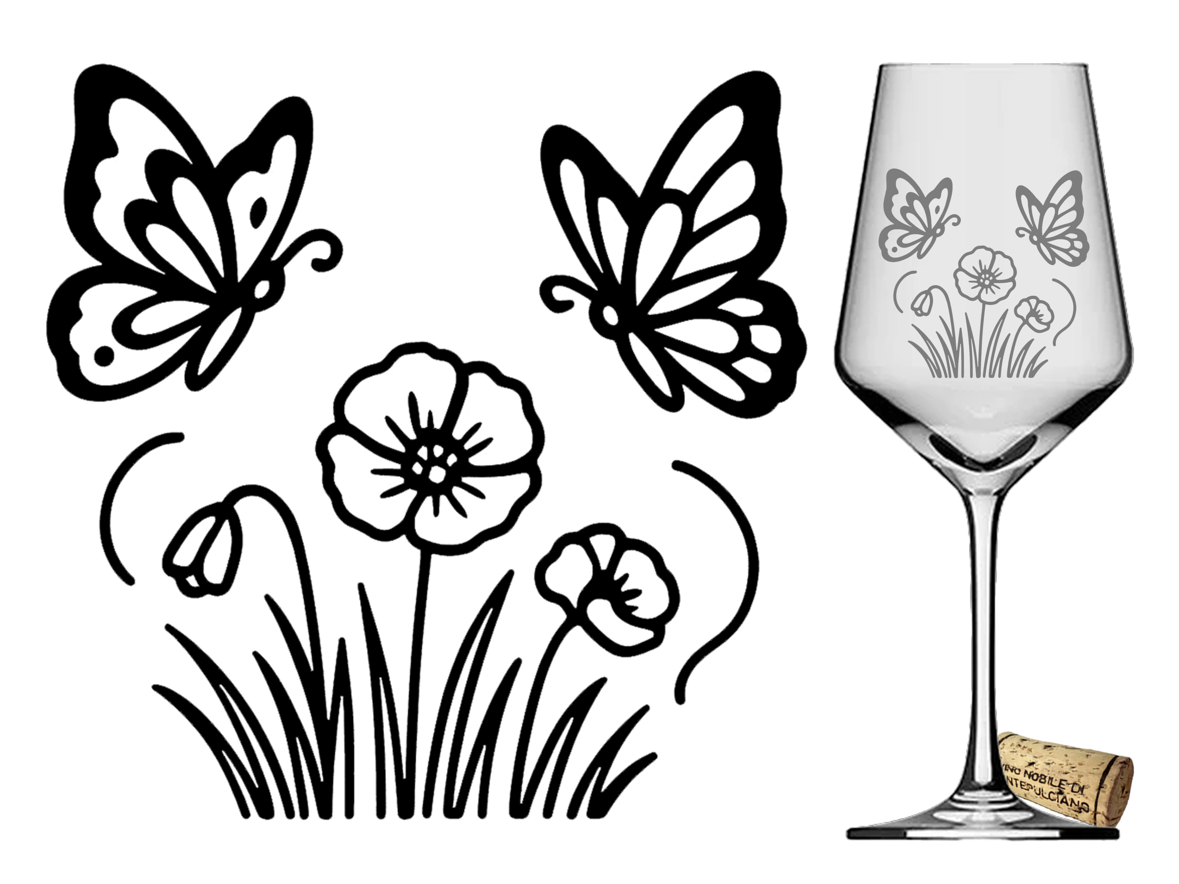 Weinglas Schmetterling Wiese spülmaschinenfest für gesellige Anlässe und soziale Projekte - Vorschau 3