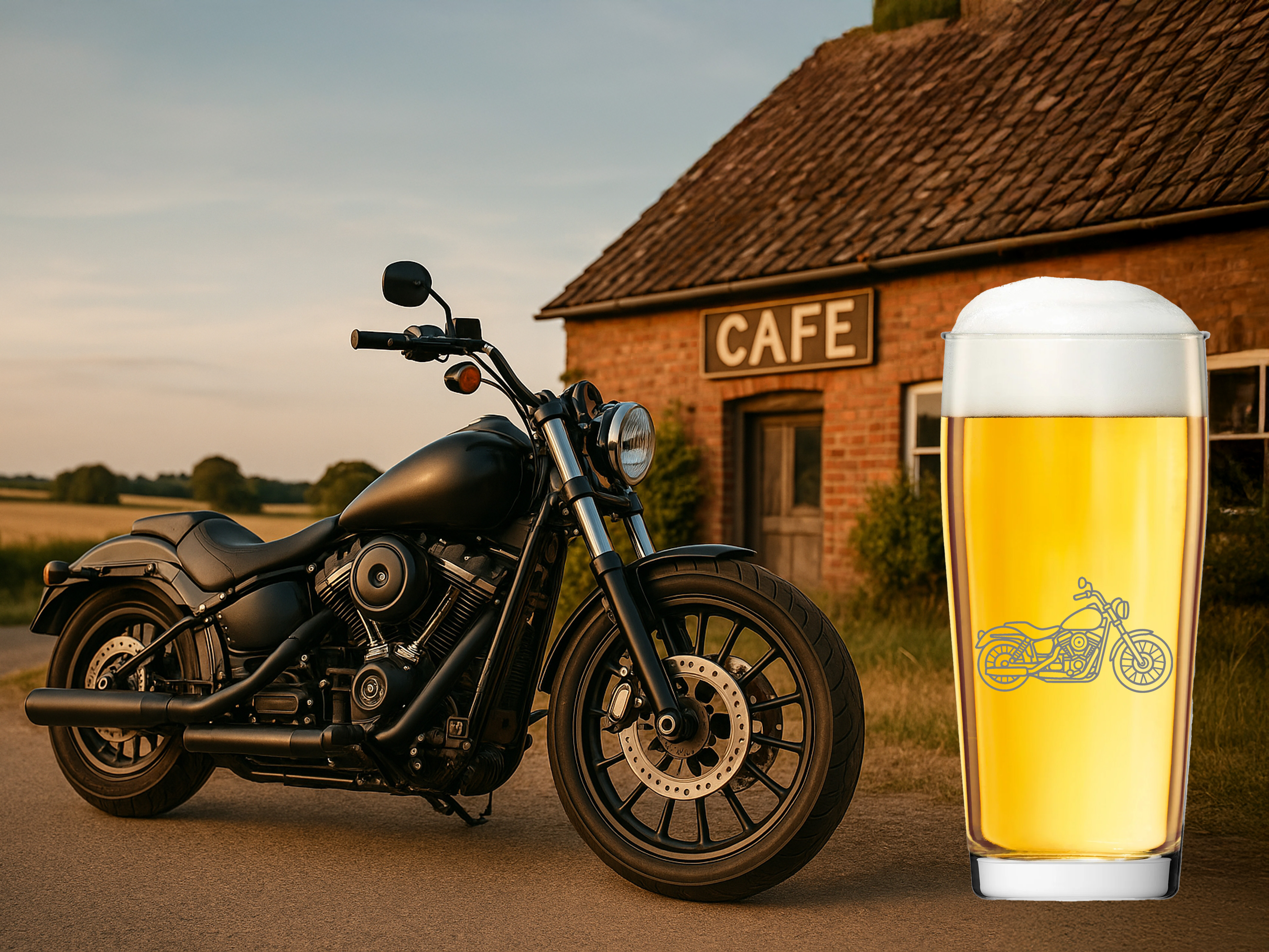 Bierglas mit Gravur Motorrad für Biker 500ml spülmaschinenfest elegantes Design - Vorschau 2