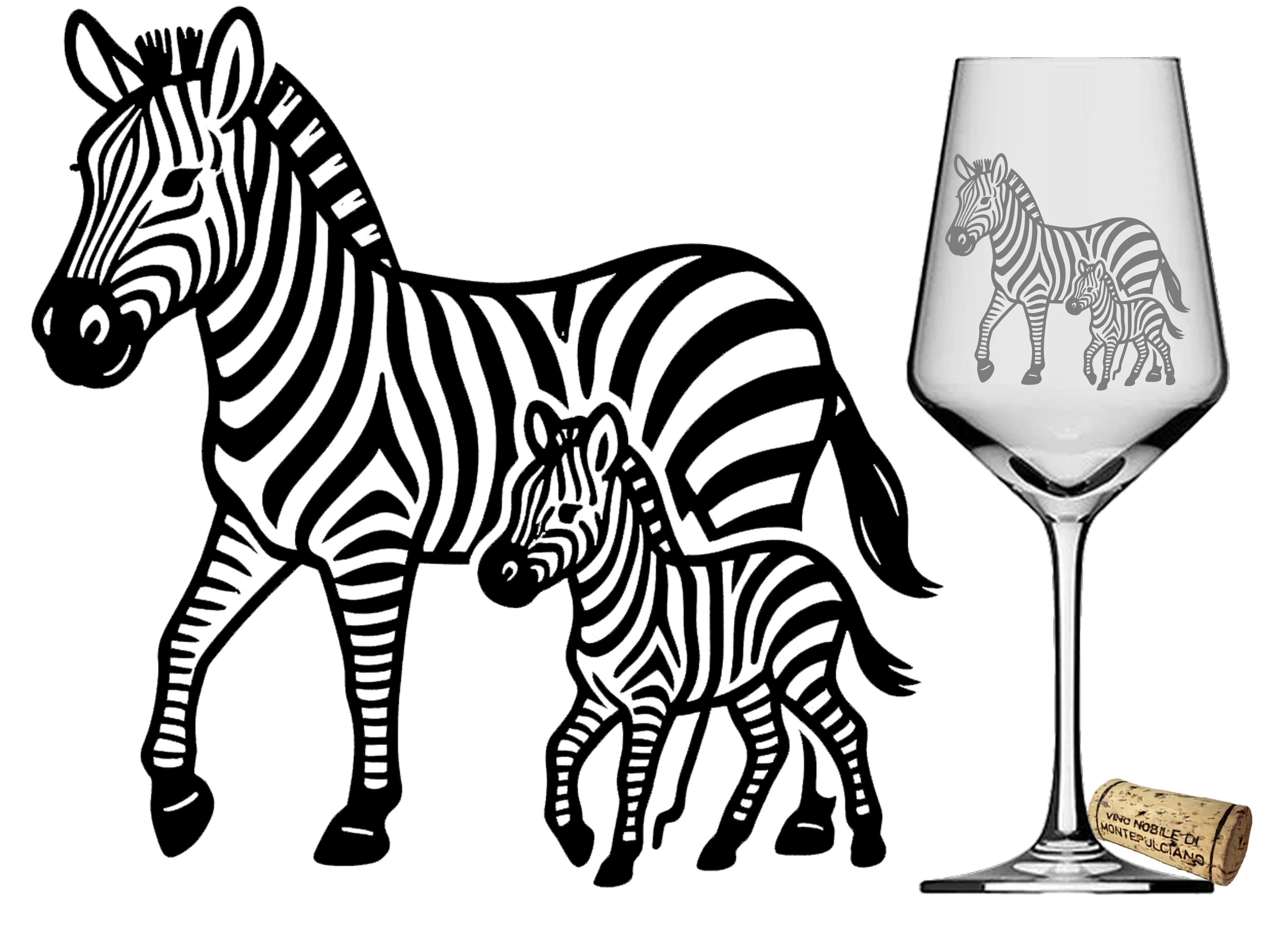 Weinglas Gravur Zebra mit Baby 350ml spülmaschinenfest für gesellige Abende - Vorschau 4