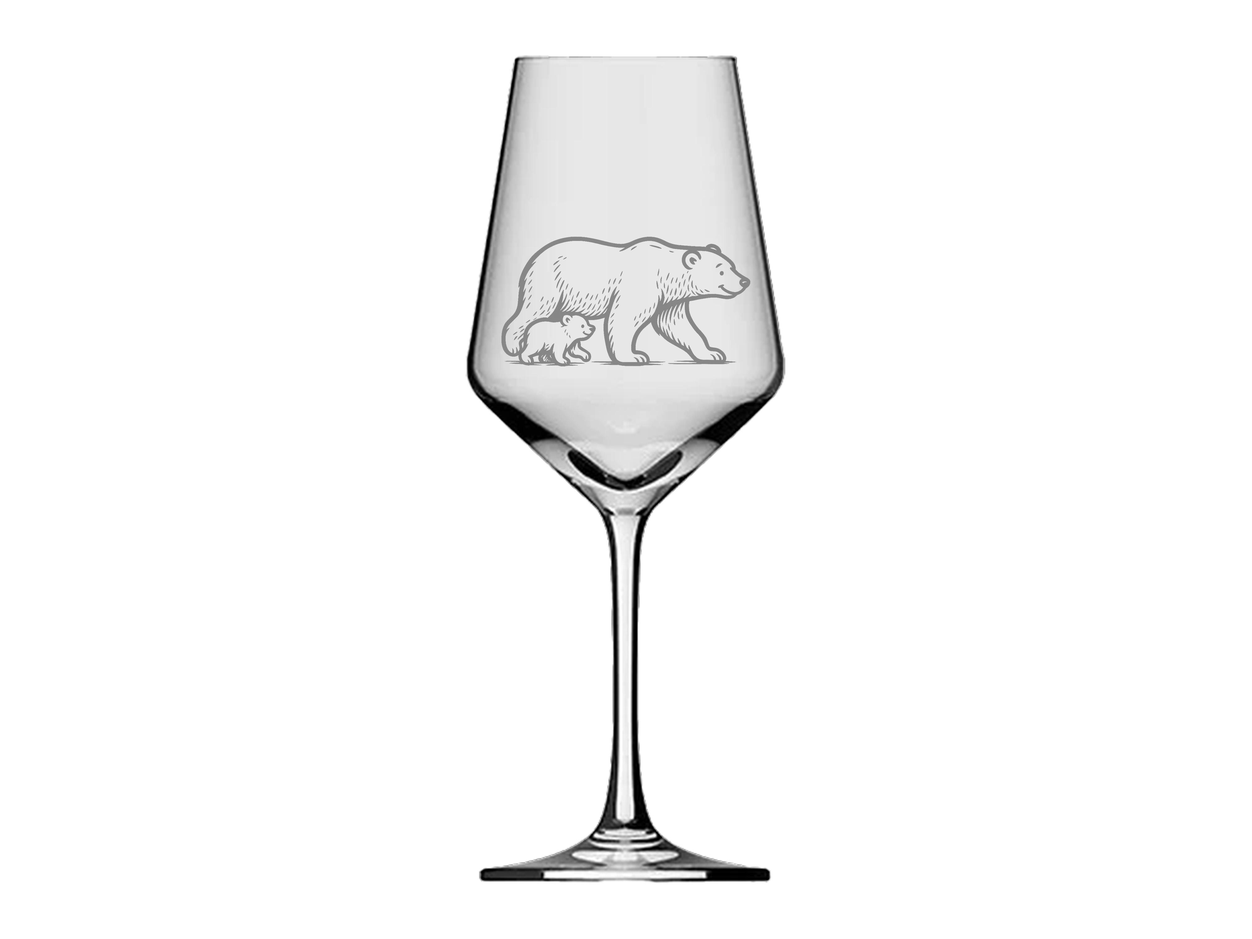 Weinglas mit Eisbär-Gravur