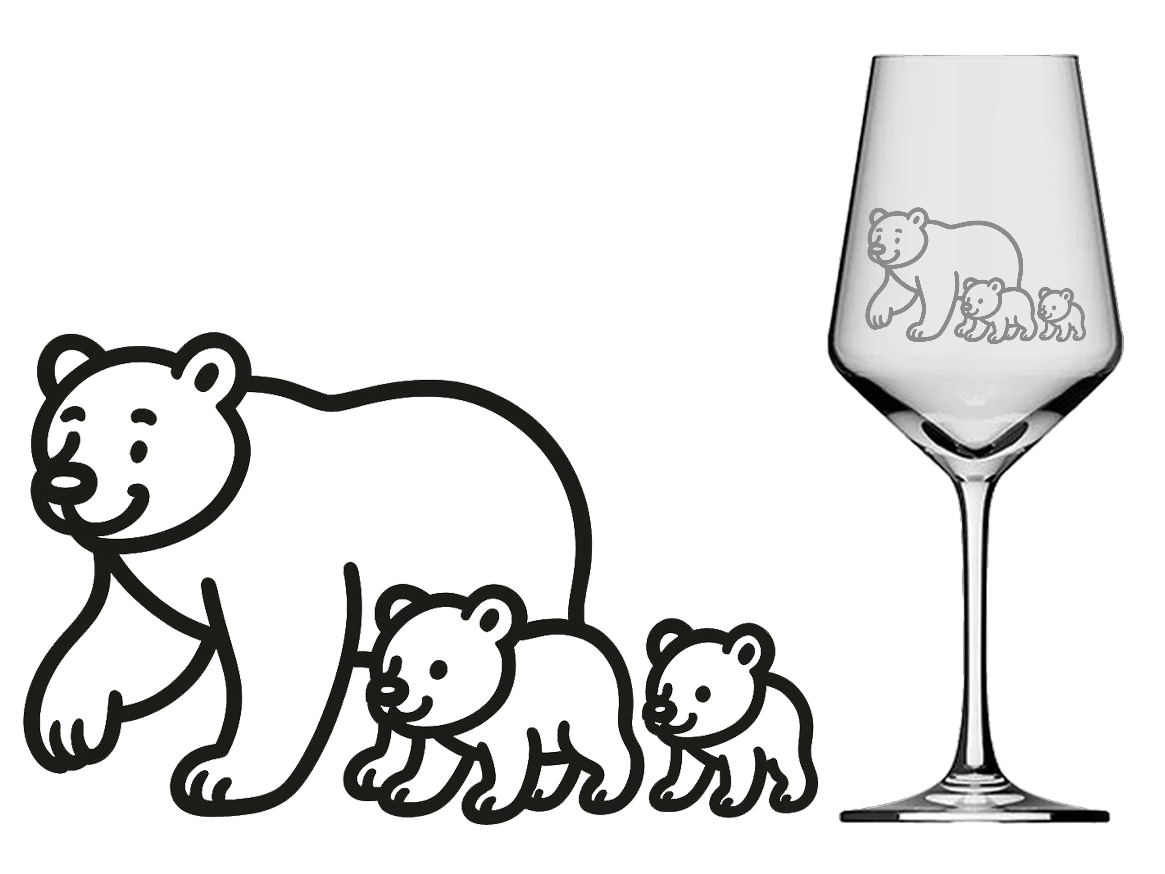 Weinglas Gravur Braunbär mit Baby 350ml spülmaschinenfest für unvergessliche Abende - Vorschau 6