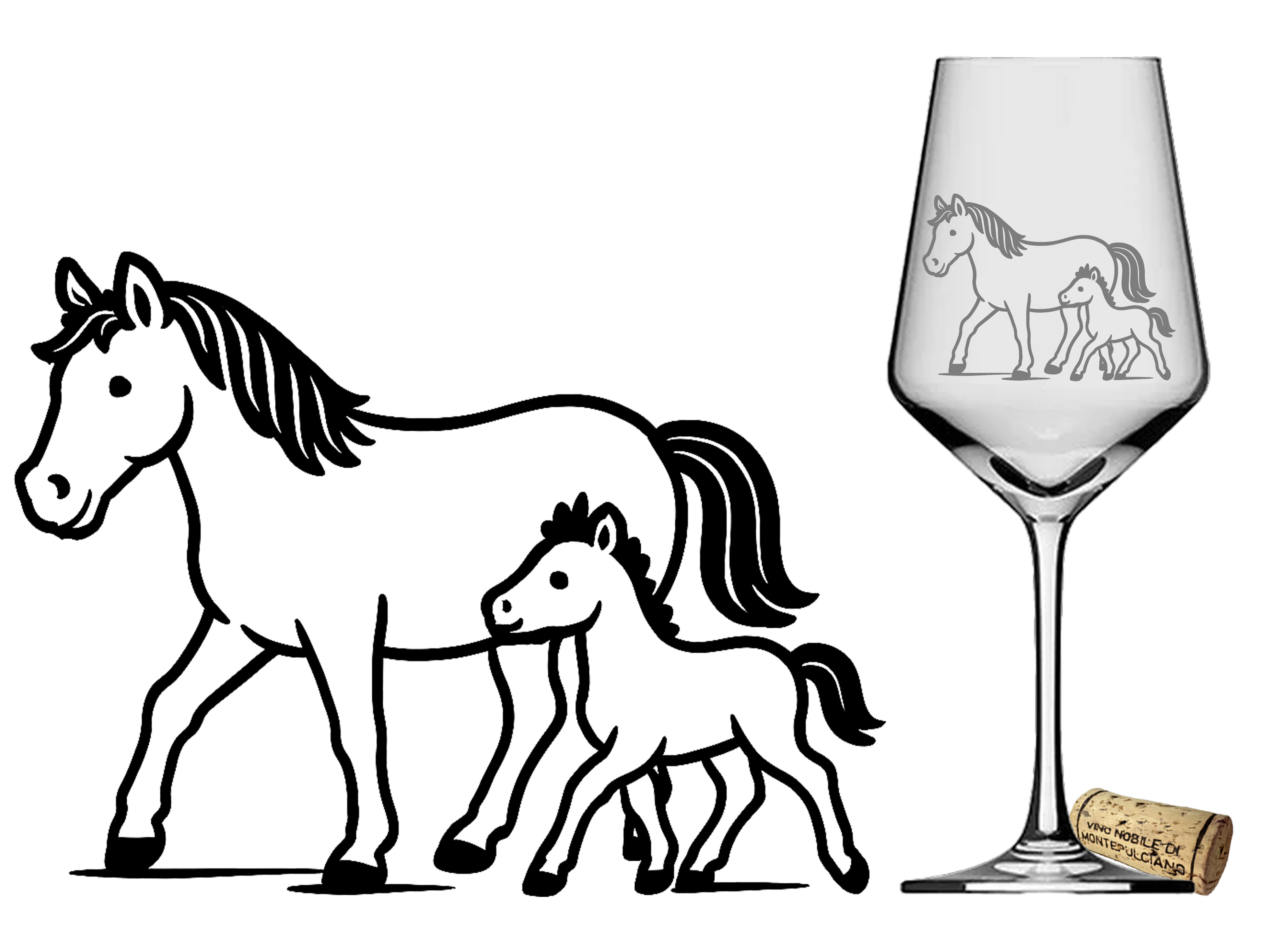 Weinglas Pferd mit Fohlen 350ml spülmaschinenfest elegantes Design für Weinliebhaber - Vorschau 4