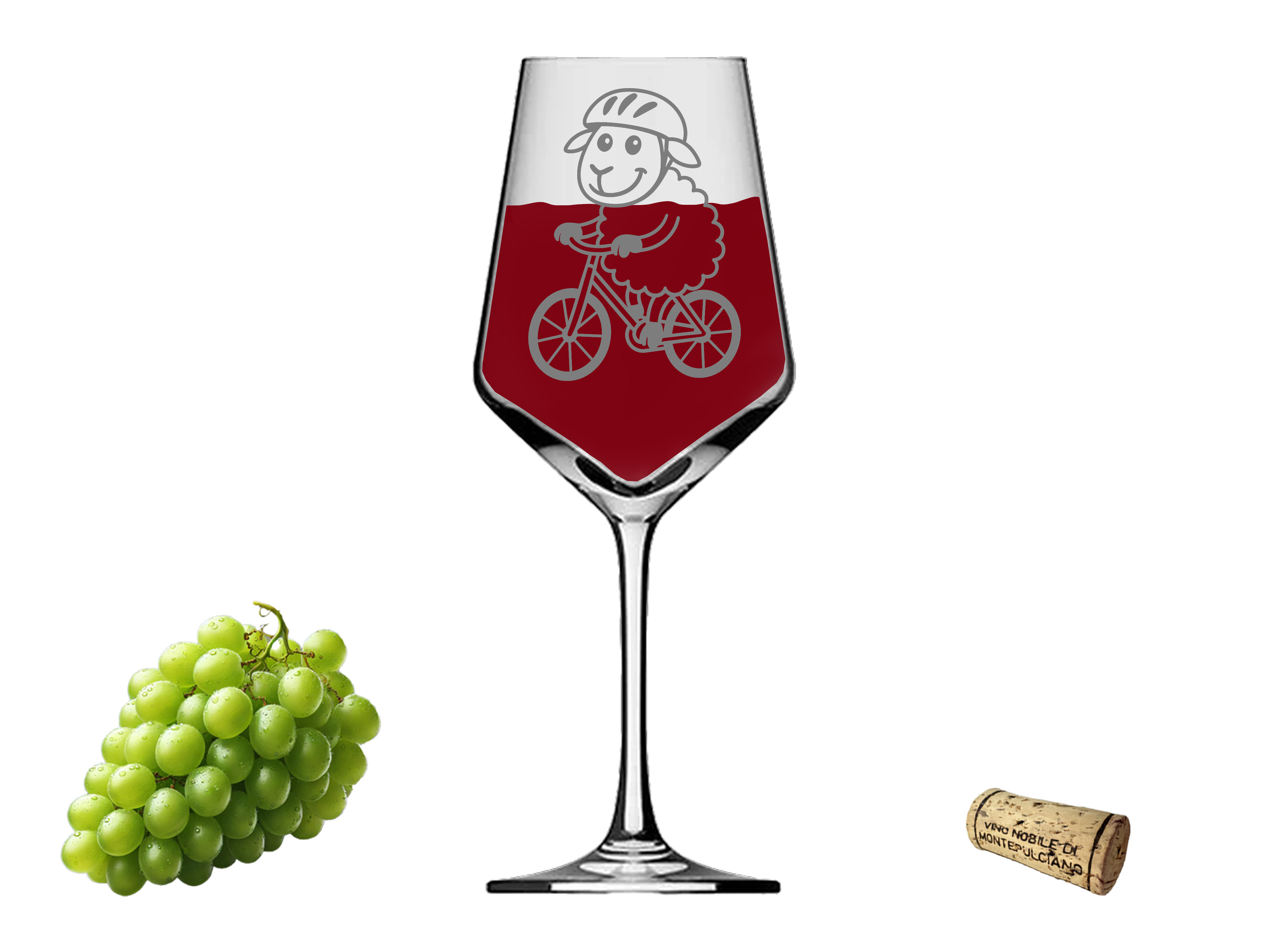 Weinglas Puppa Schaf auf dem Fahrrad elegant vielseitig für Wein und Getränke - Vorschau 2