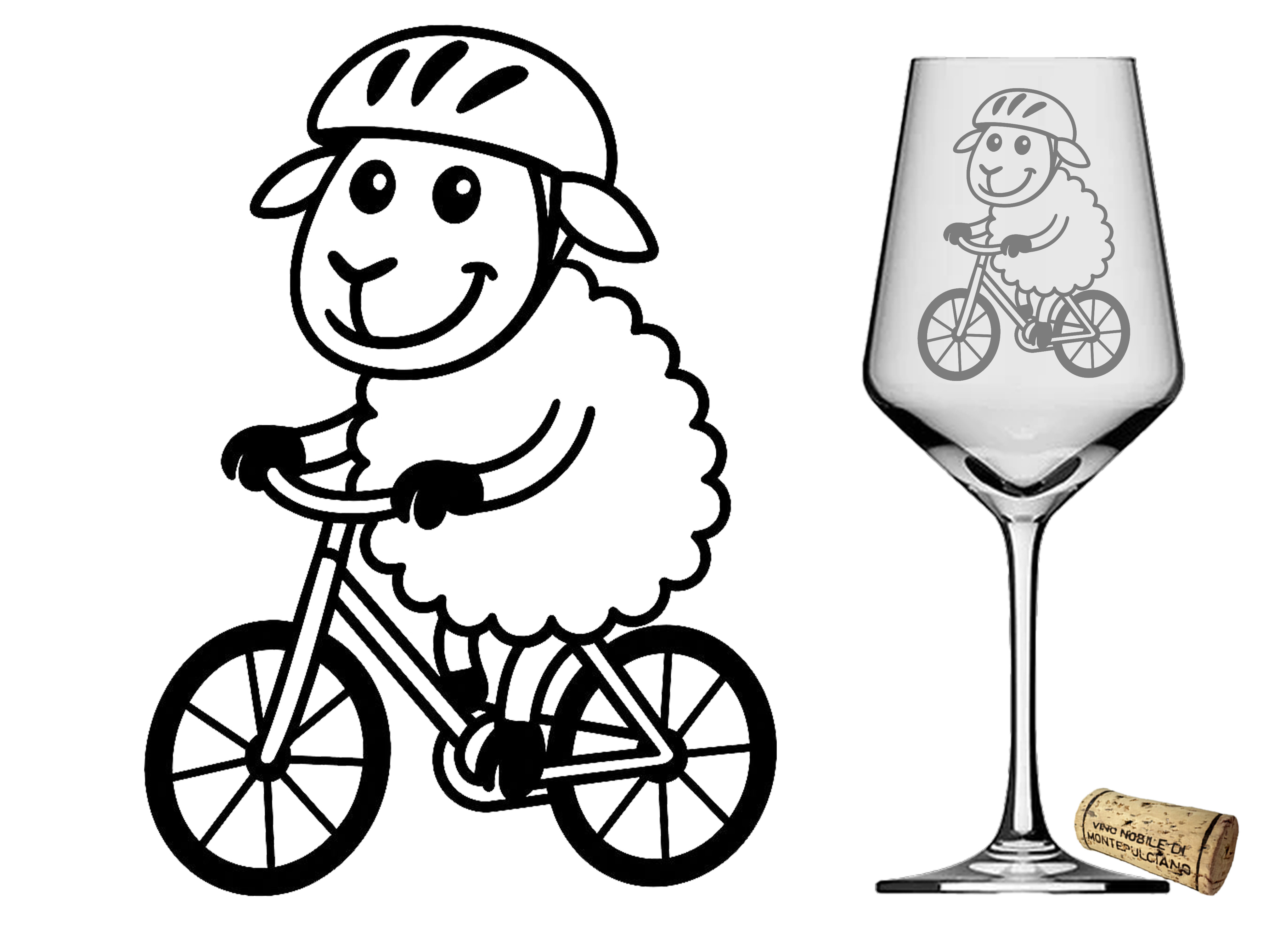 Weinglas Puppa Schaf auf dem Fahrrad elegant vielseitig für Wein und Getränke - Vorschau 4