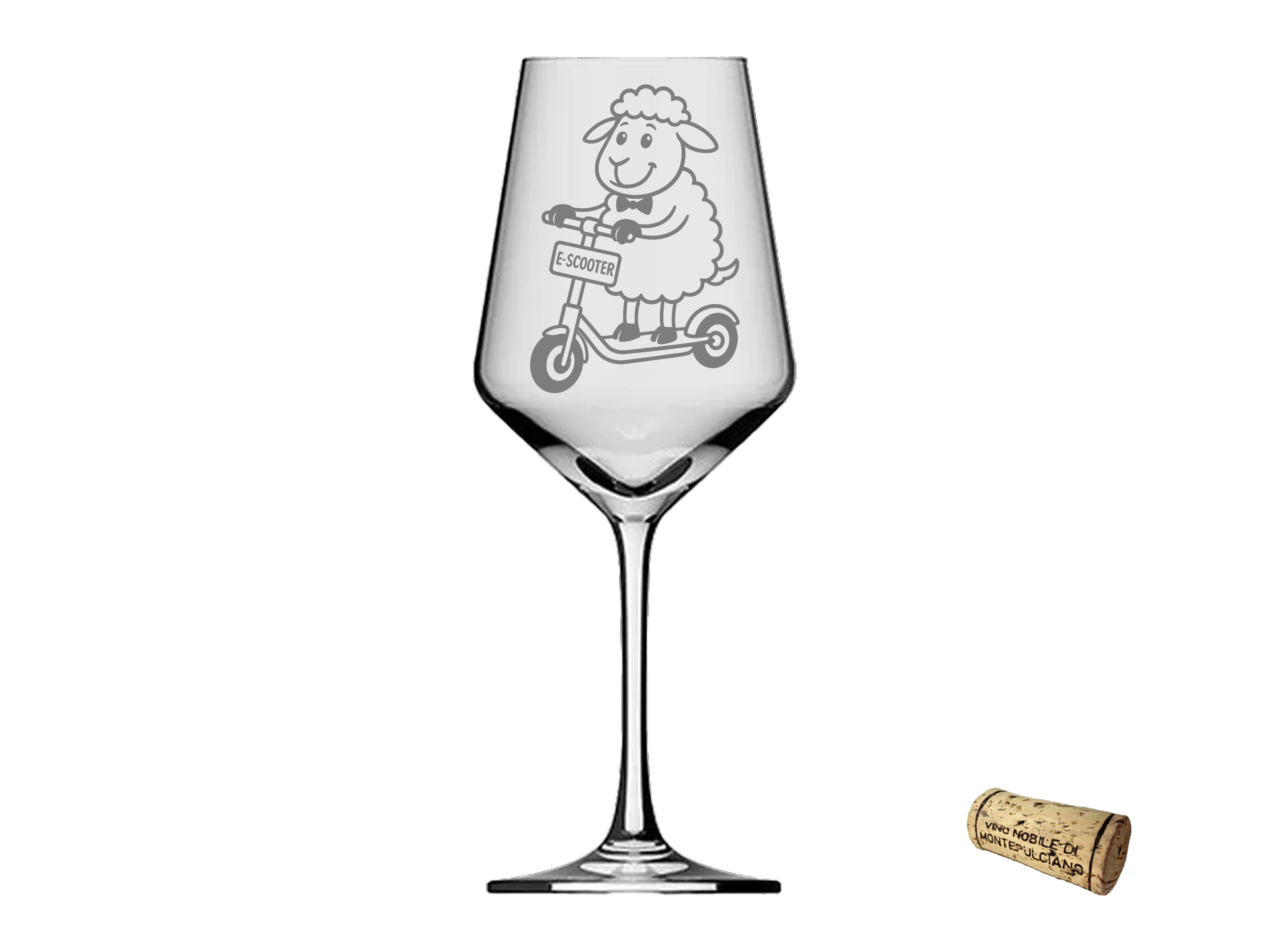 Weinglas Gravur Puppa Schaf fährt E-Scooter 350ml spülmaschinenfest