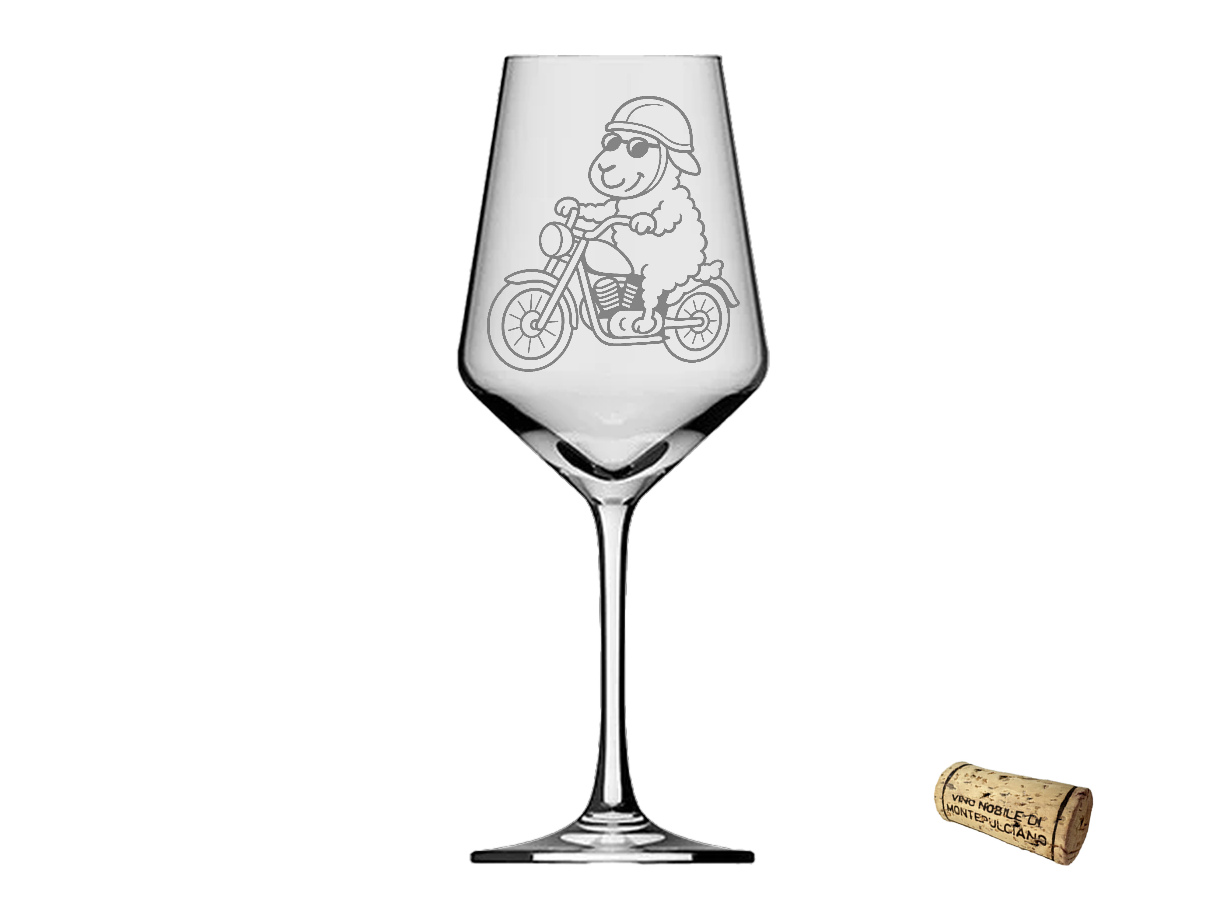 Weinglas Gravur Puppa Biker Rocker-Schaf spülmaschinenfest 350 ml für gesellige Abende