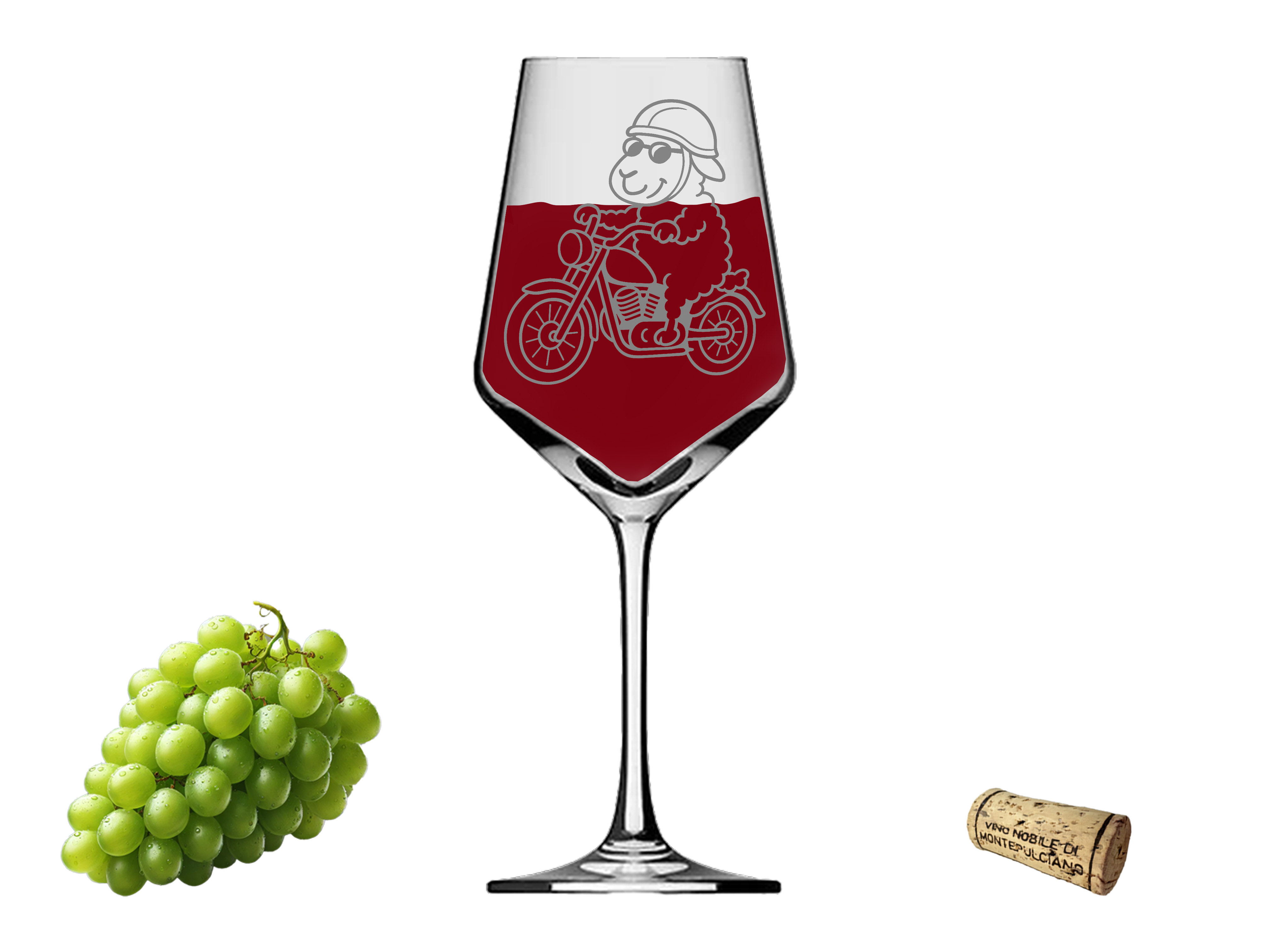 Weinglas Gravur Puppa Biker Rocker-Schaf 350 ml spülmaschinenfest für gesellige Abende - Vorschau 5