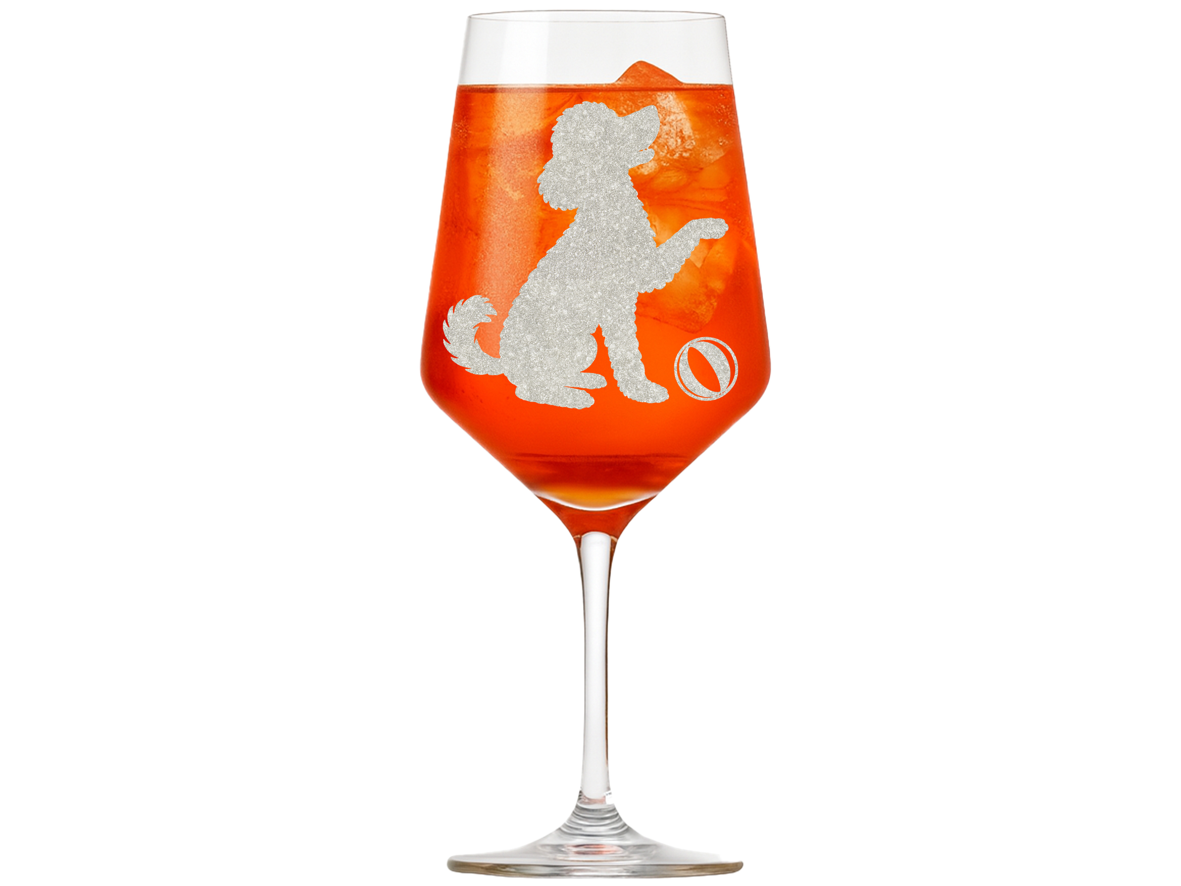 Weinglas Pudel mit Ball Silhouette 350ml spülmaschinenfest für Feiern mit individueller Gravur - Vorschau 2