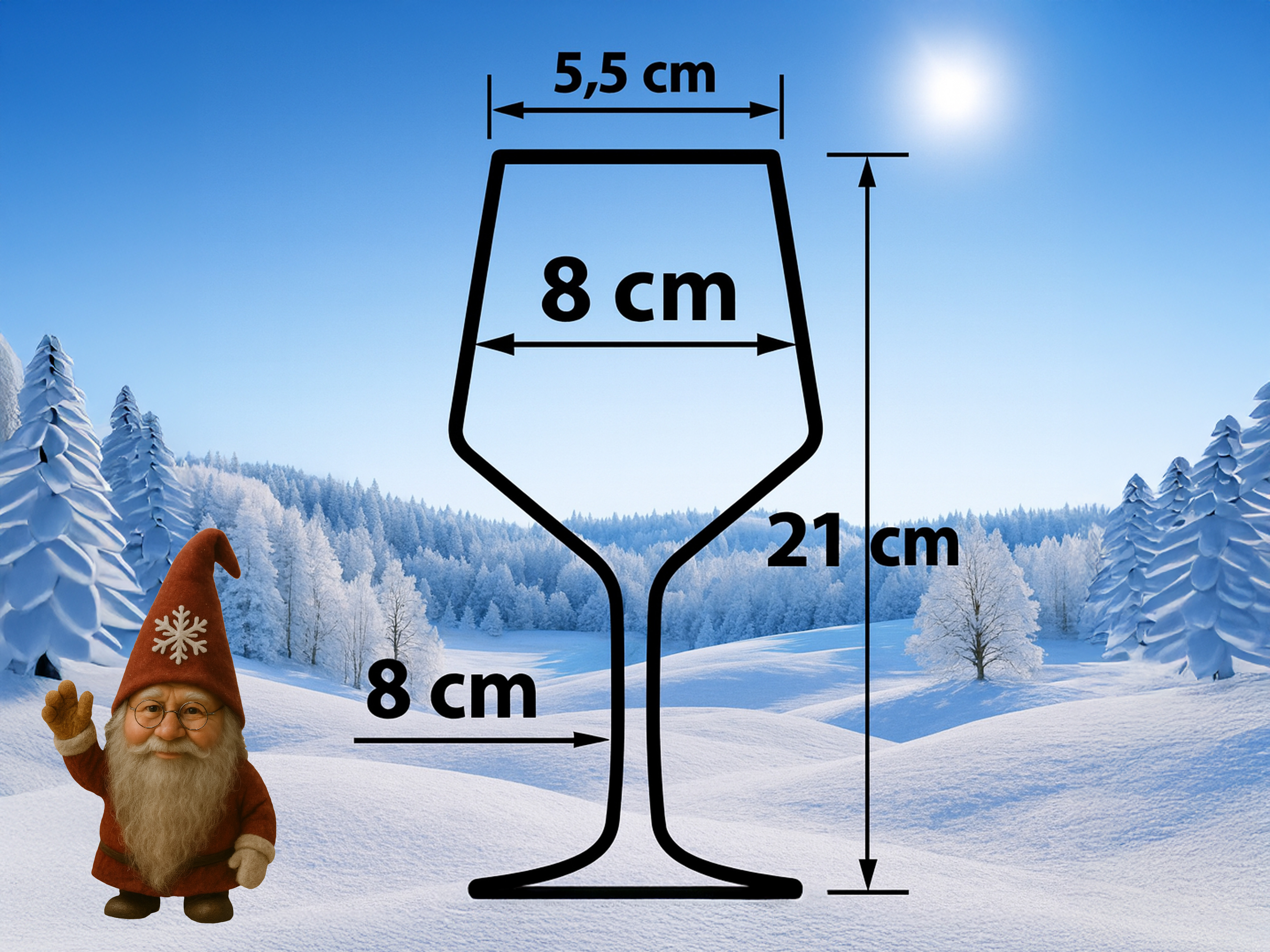 Weinglas Weihnachtswichtel mit Rentierschlitten 350ml spülmaschinenfest ideal für Glühwein - Vorschau 4