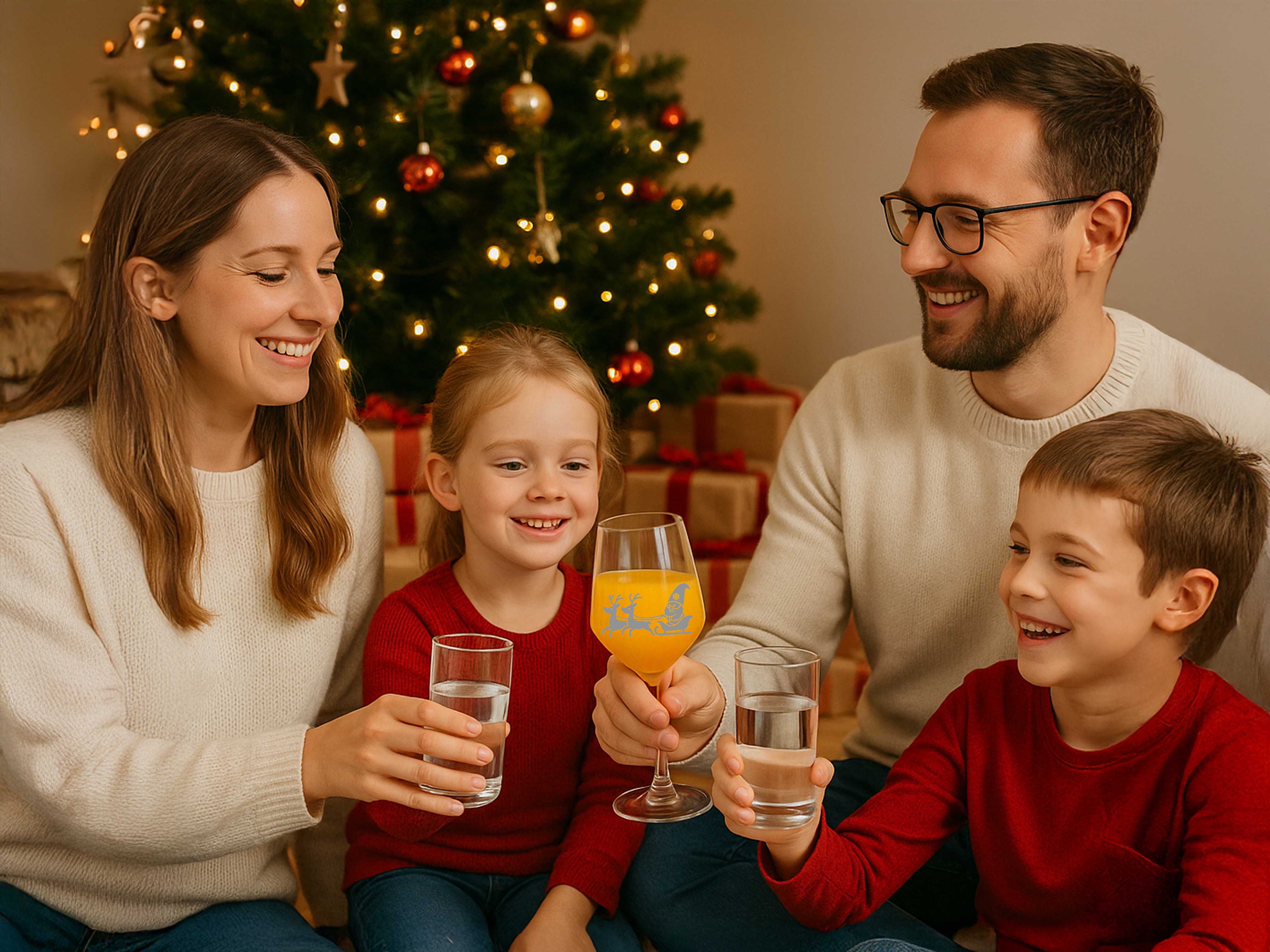Weinglas Weihnachtswichtel mit Rentierschlitten 350ml spülmaschinenfest ideal für Glühwein - Vorschau 2