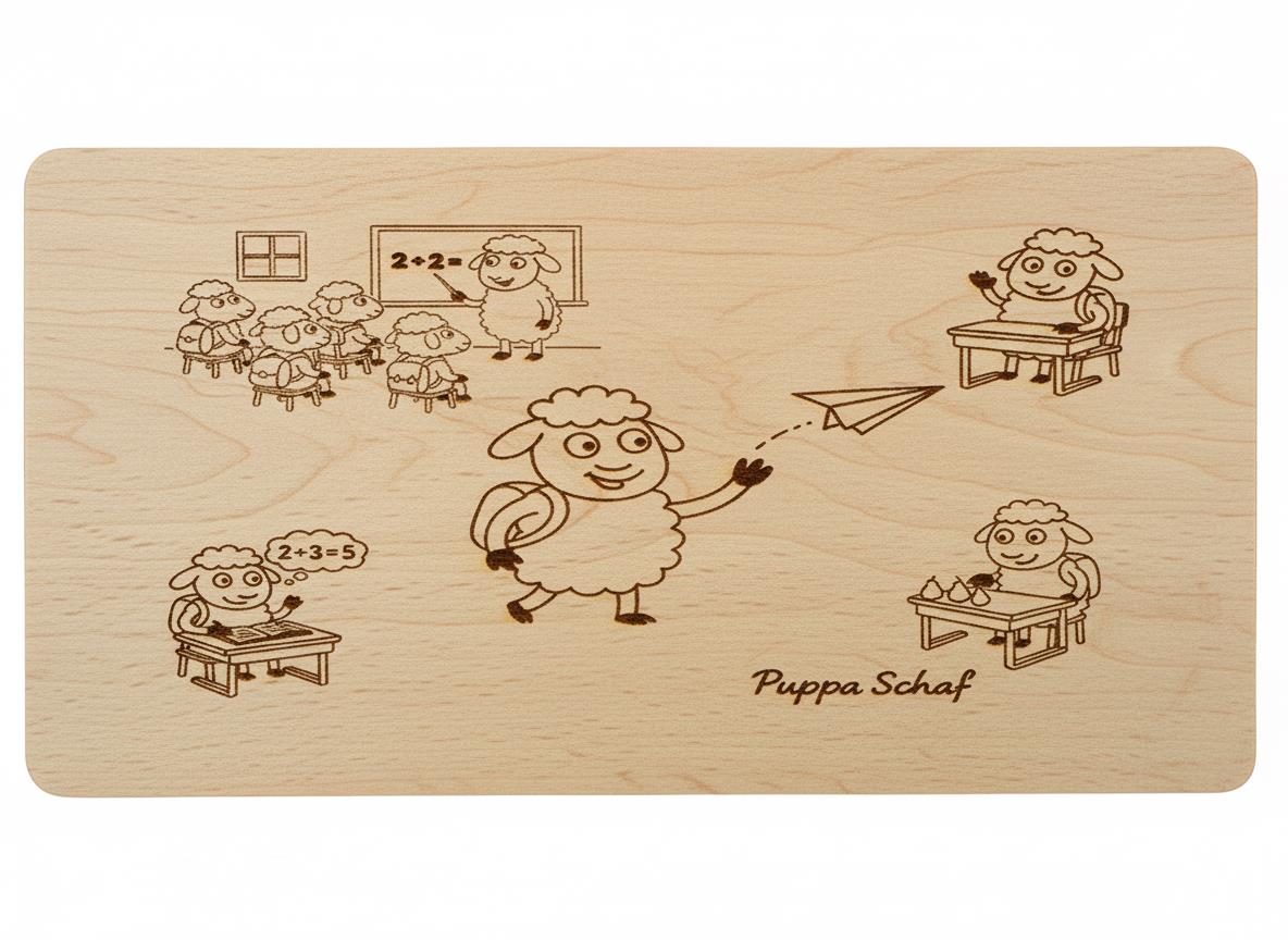 Frühstücksbrettchen Puppa Schaf und kleines 1x1 mit Lerntipps für Grundschüler - Vorschau 3