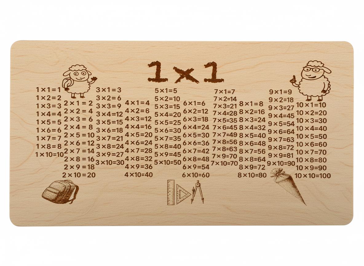 Frühstücksbrettchen Puppa Schaf und kleines 1x1 mit Lerntipps für Grundschüler - Vorschau 5