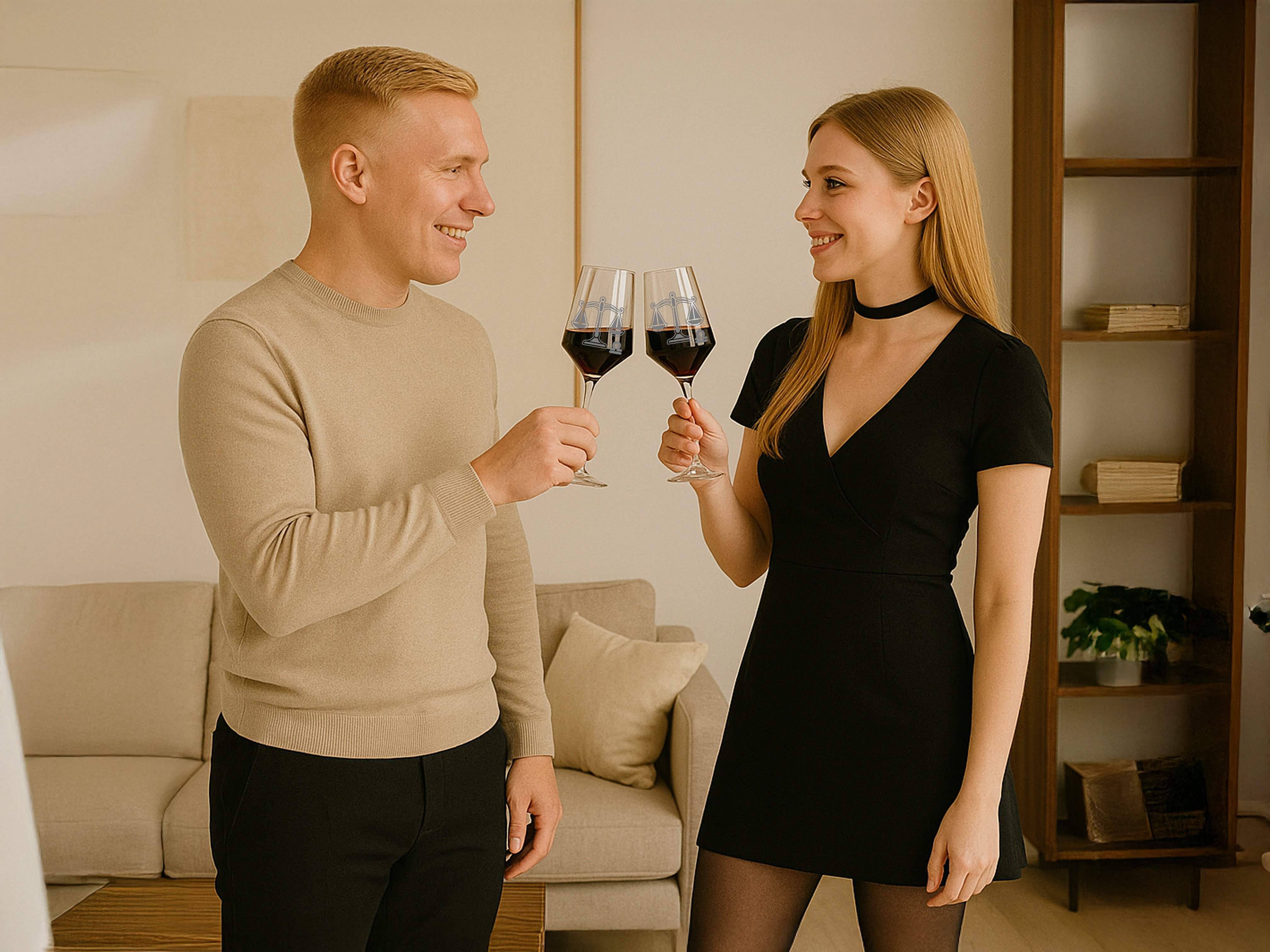 Weinglas Sternzeichen Waage 350ml spülmaschinenfest mit stilvoller Gravur elegantes Design - Vorschau 2