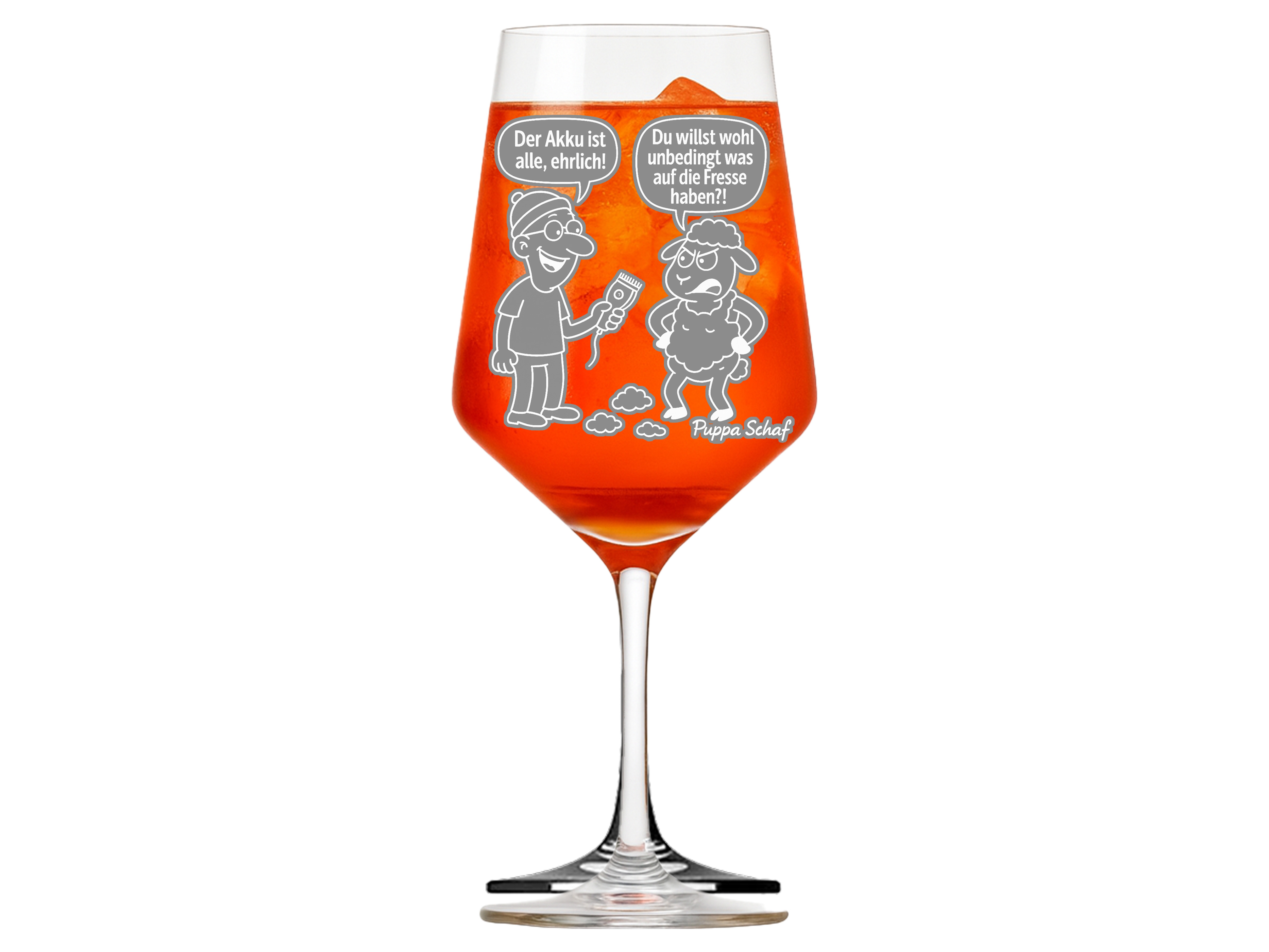 Weinglas Comic Gravur Puppa Schaf rasiert 350ml spülmaschinenfest - Vorschau 2