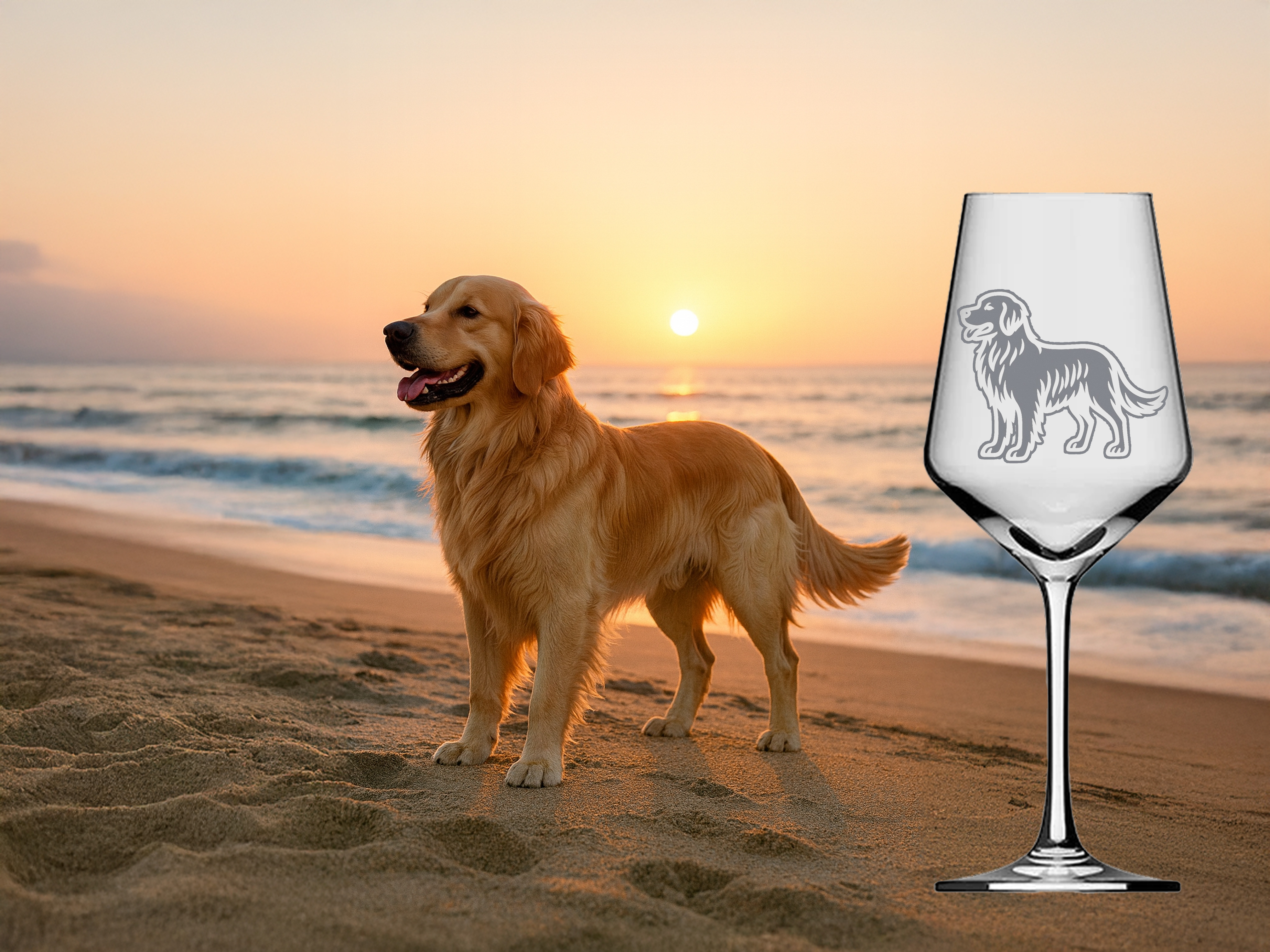 Weinglas mit Gravur spülmaschinenfest Golden Retriever - ideal für Weinliebhaber - Vorschau 2