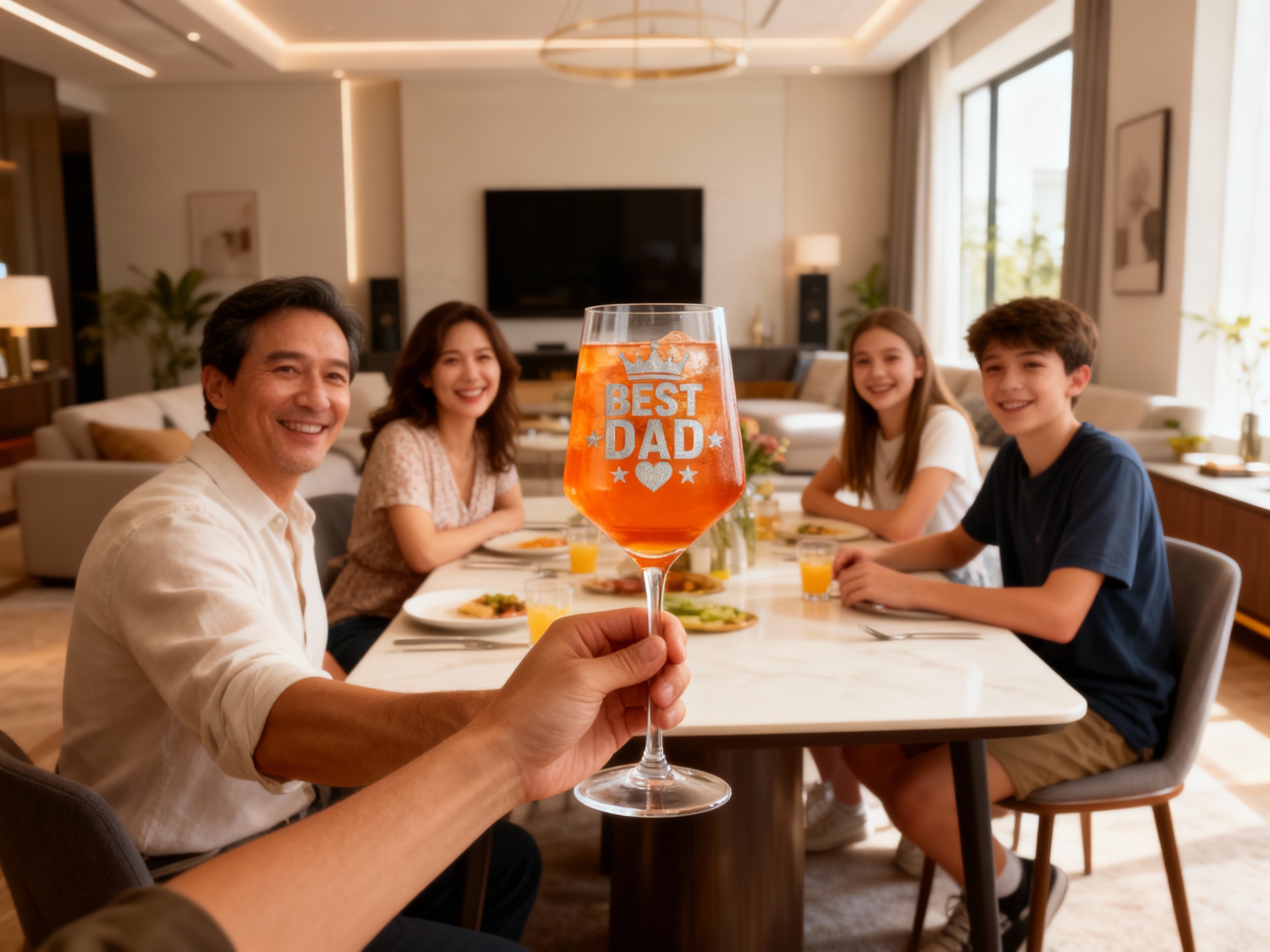 1x Weinglas Gravur Bester Papa der Welt 350ml spülmaschinenfest für gesellige Feiern - Vorschau 4