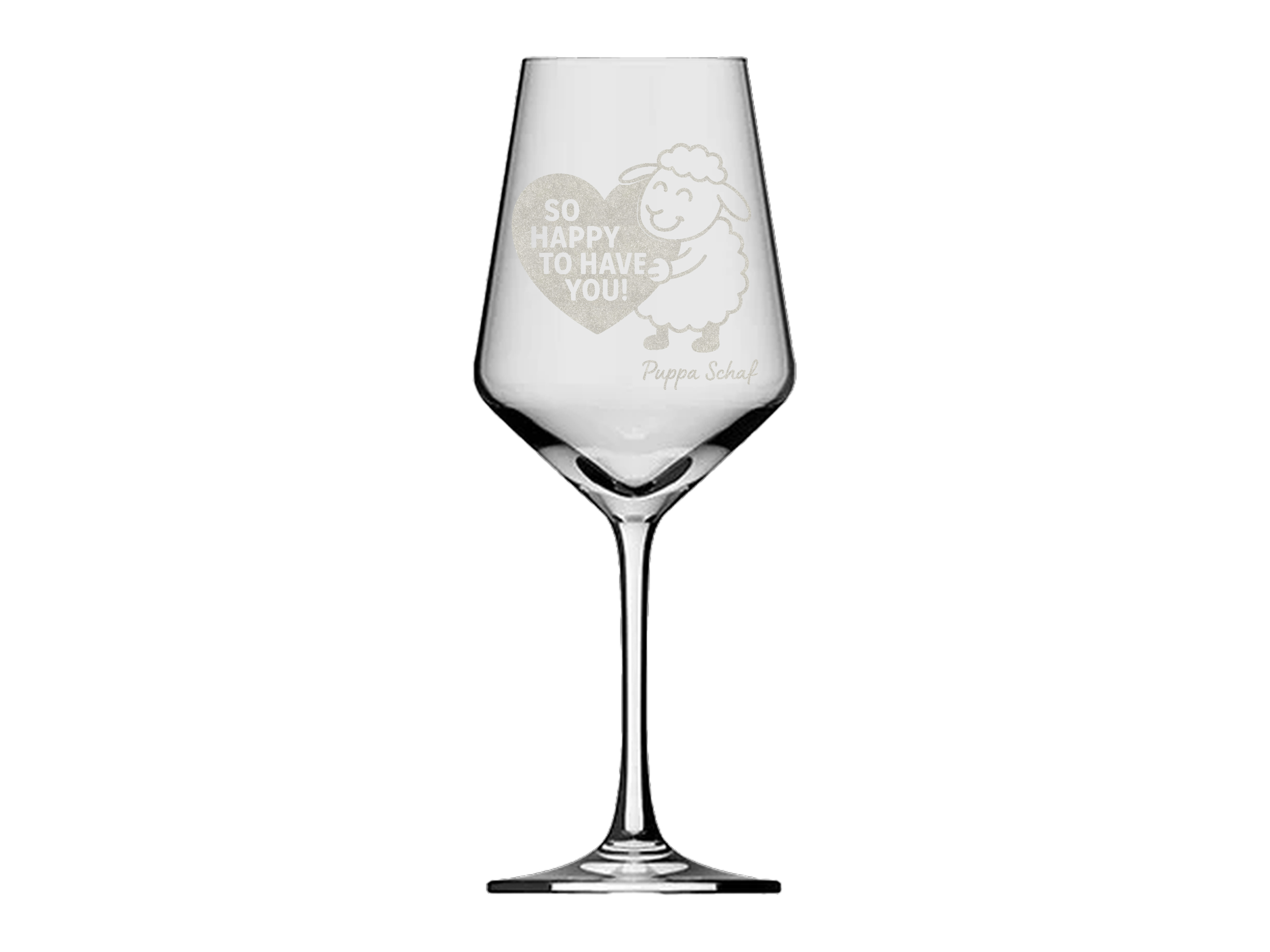 1x Weinglas mit individueller Gravur Puppa Schaf So Happy to have you 350ml spülmaschinenfest - Vorschau 5
